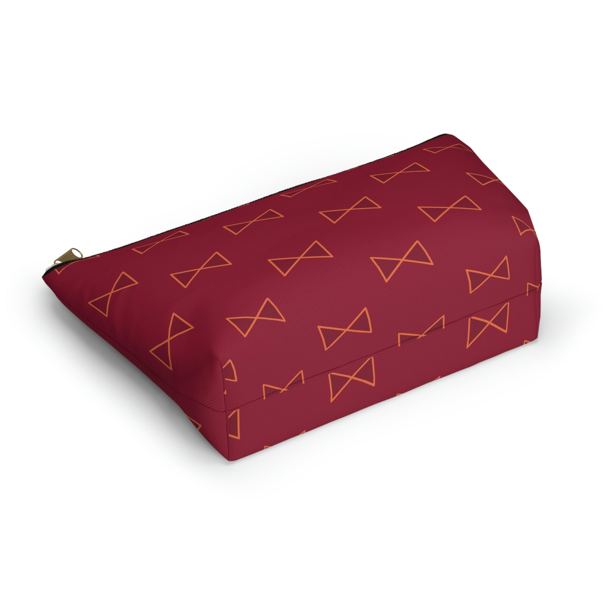 Maroon & Tangerine Bows Accessory Pouch with T-bottom - BowsAndArtsDesigns