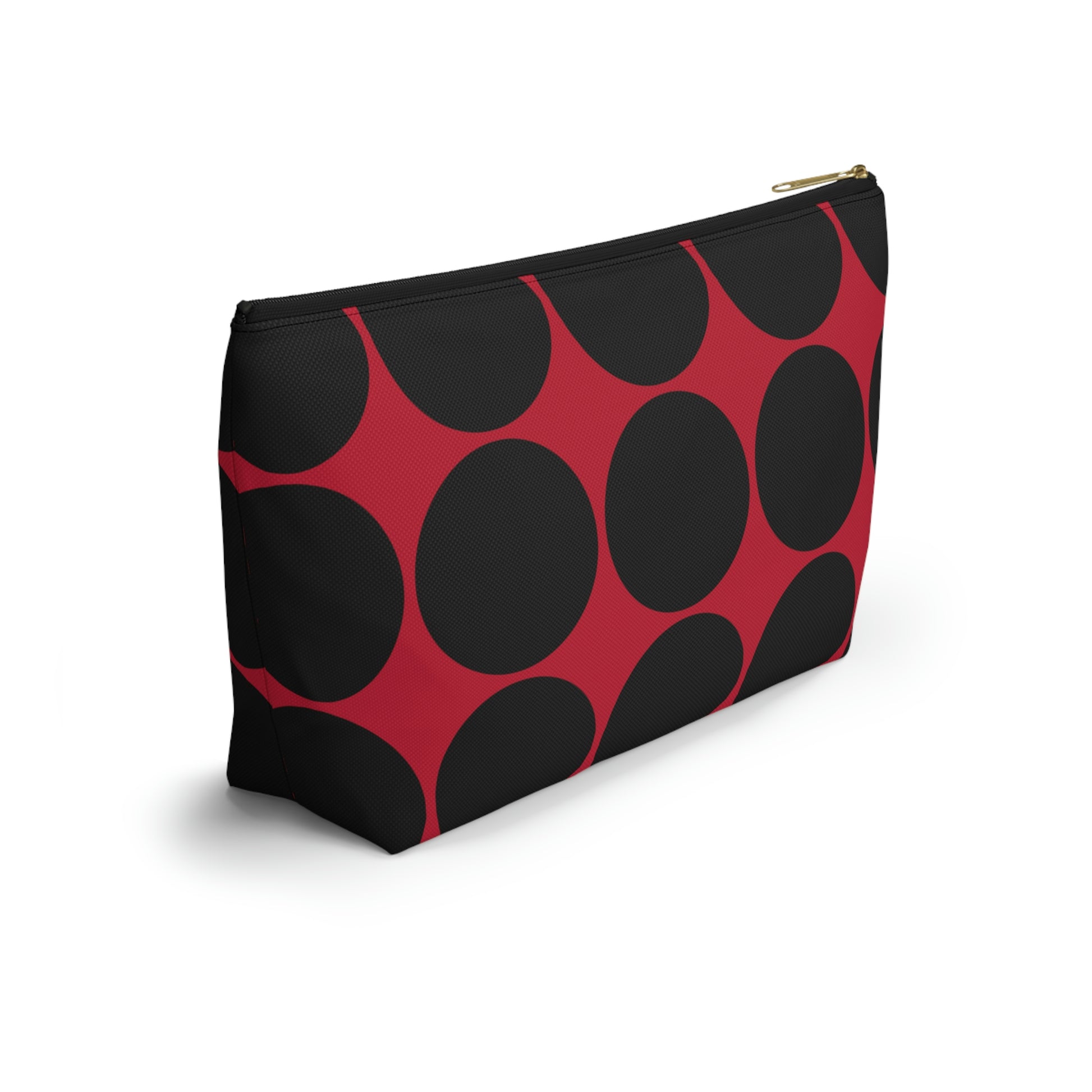 Red & Black Circle Accessory Pouch with T-bottom - BowsAndArtsDesigns