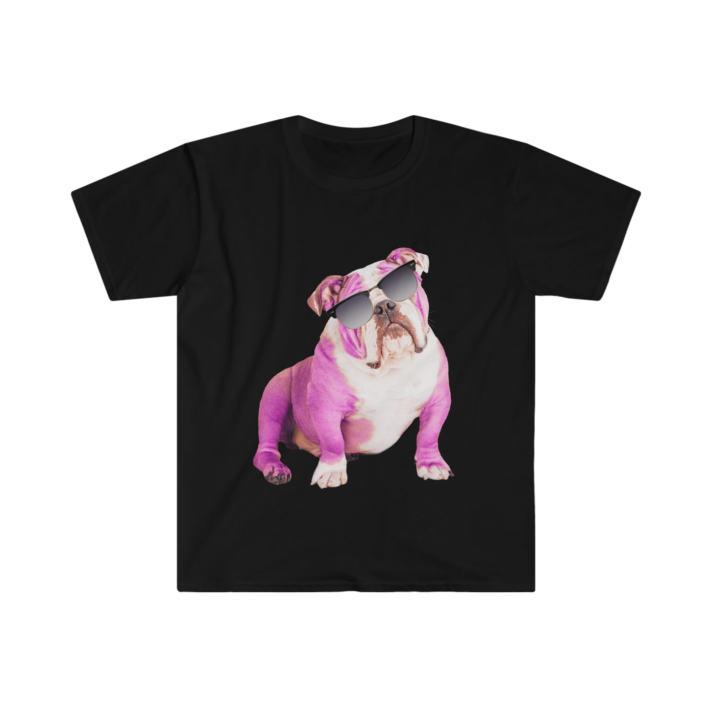Pink Bulldog Sunnies Unisex Softstyle T-shirt