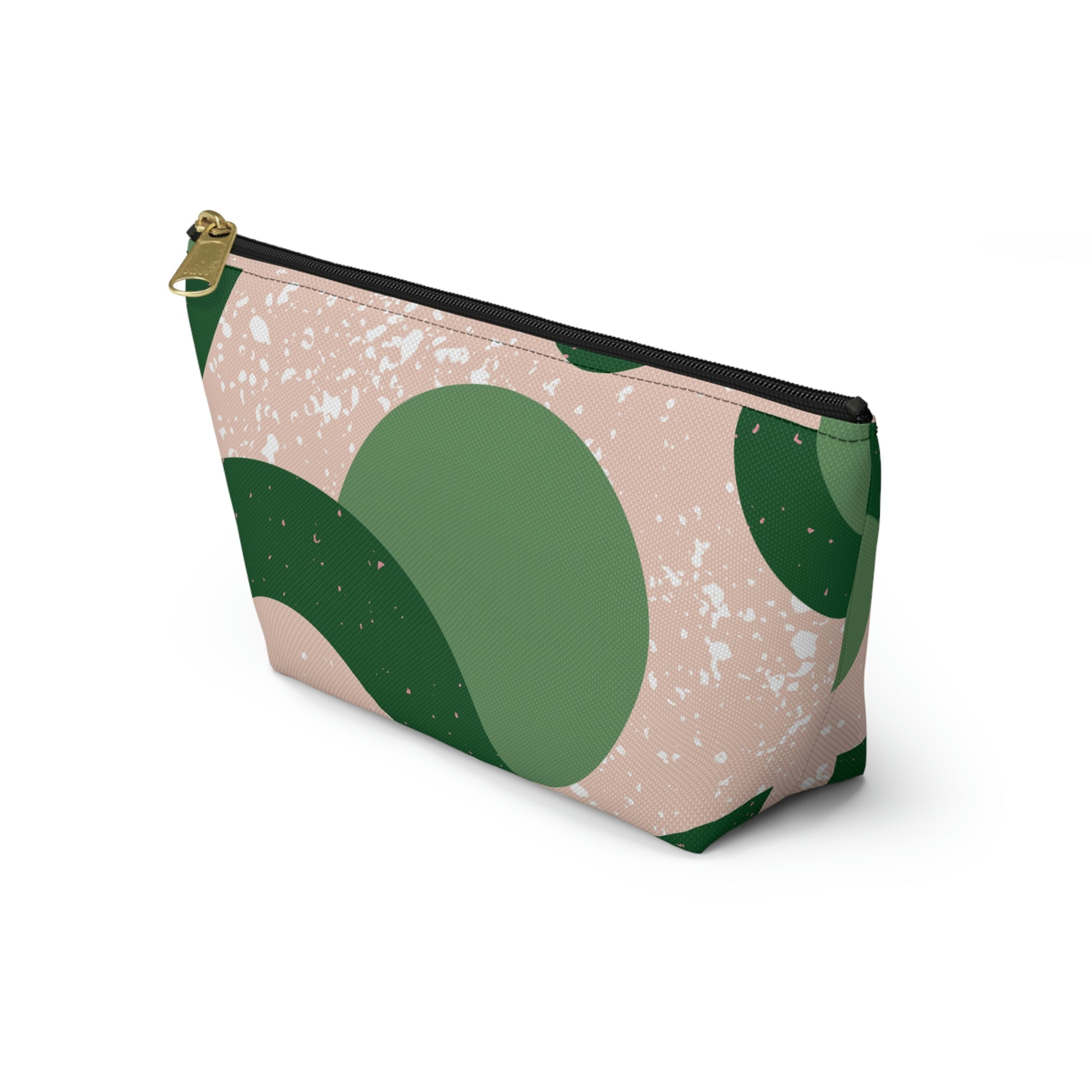Green & Peach Mid Century Modern Accessory Pouch with T-bottom - BowsAndArtsDesigns