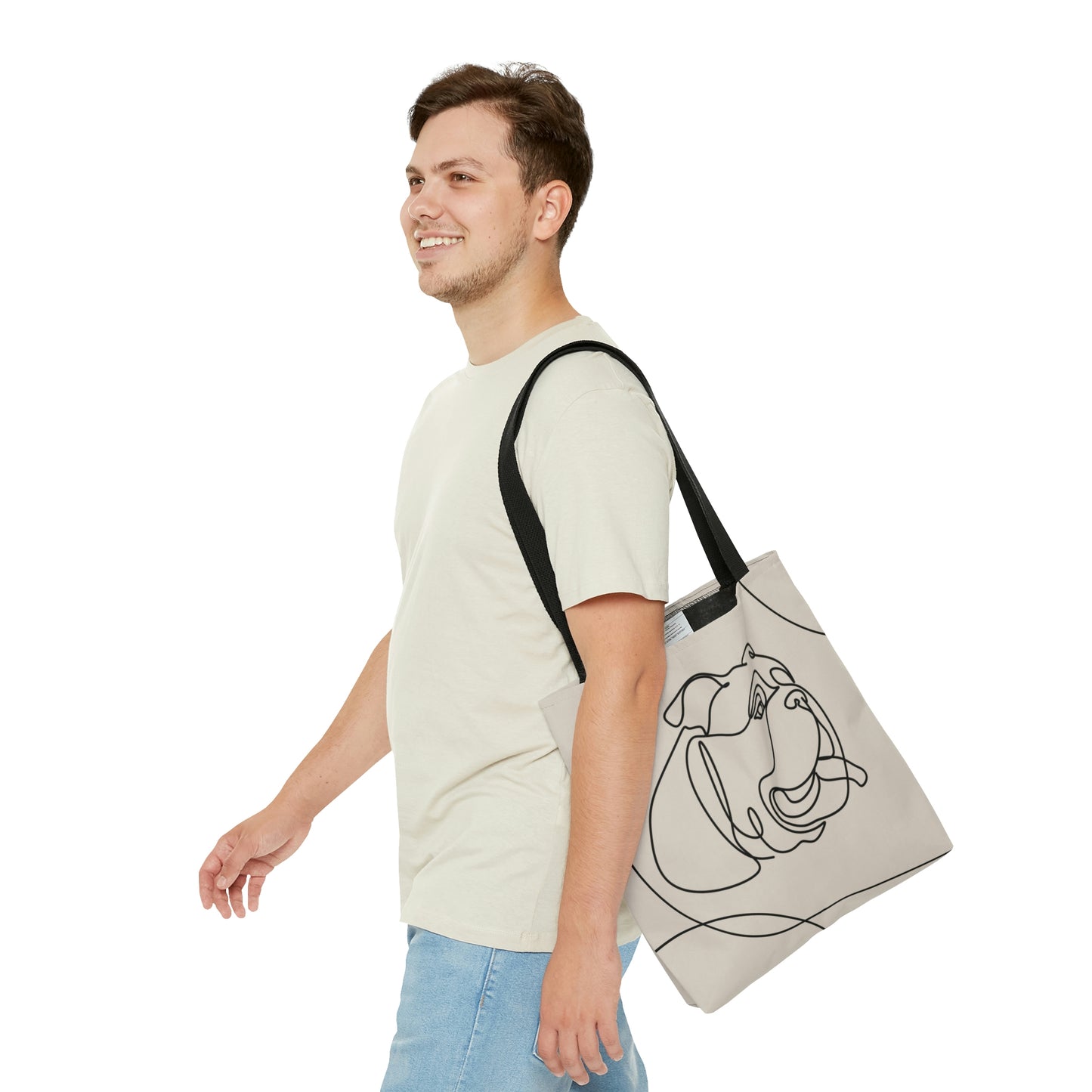 Taupe Bulldog Aesthetic Canvas Tote Bag