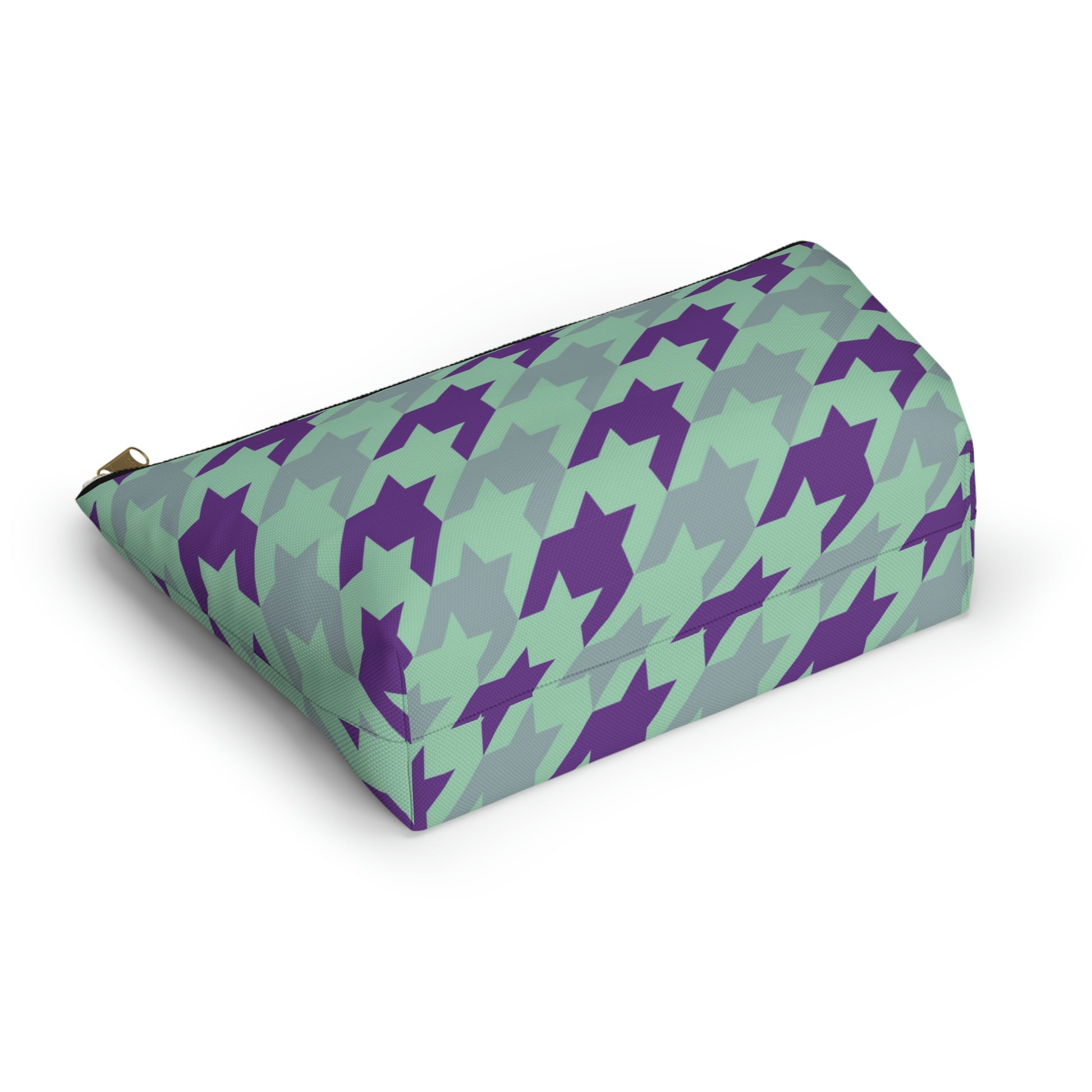 Purple & Mint Accessory Pouch with T-bottom - BowsAndArtsDesigns