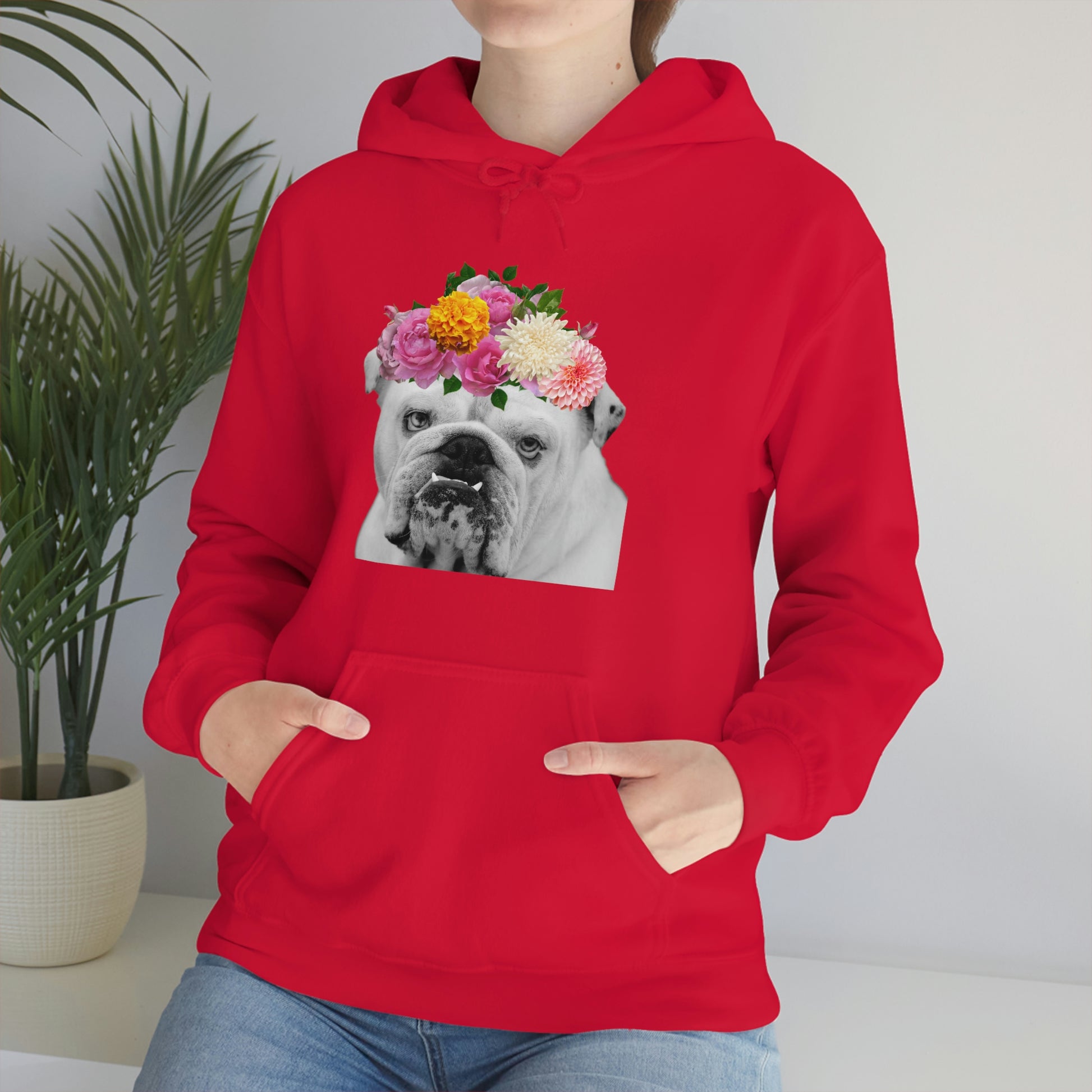 Very Pretty Bulldog Flower Crown Hoodie | Multiple Colors - BowsAndArtsDesigns