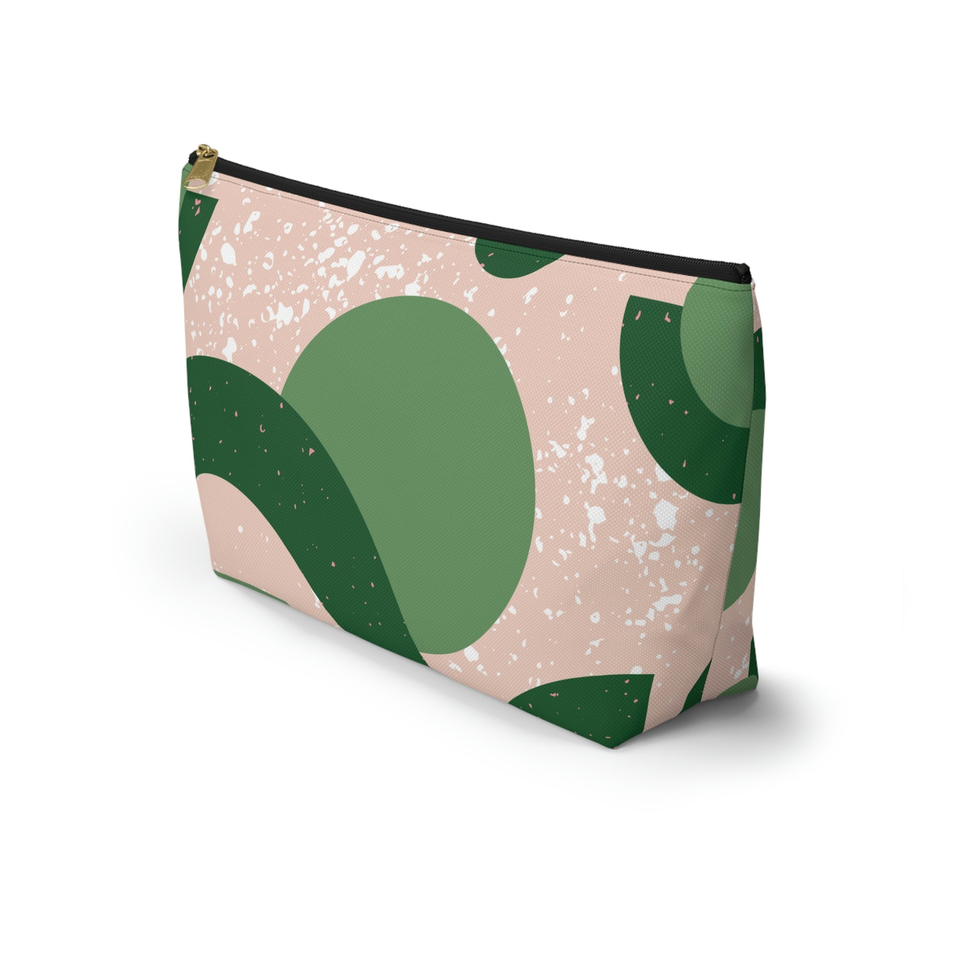 Green & Peach Mid Century Modern Accessory Pouch with T-bottom - BowsAndArtsDesigns