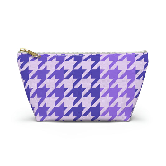 Purple Houndstooth Accessory Pouch with T-bottom - BowsAndArtsDesigns