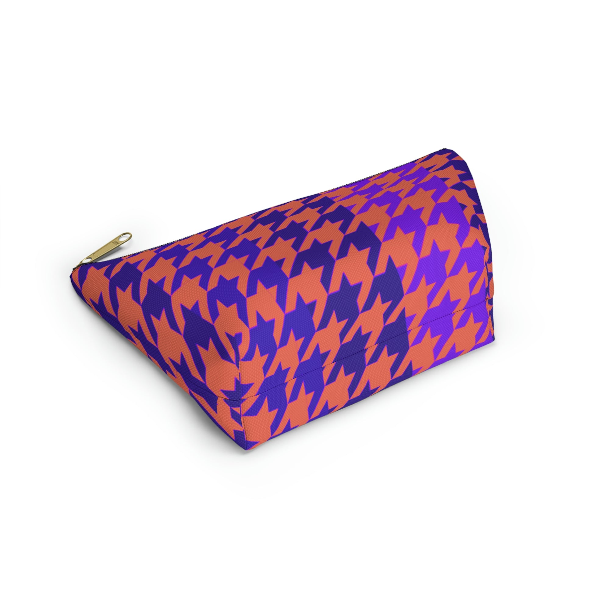 Purple & Orange Houndstooth Accessory Pouch with T-bottom - BowsAndArtsDesigns