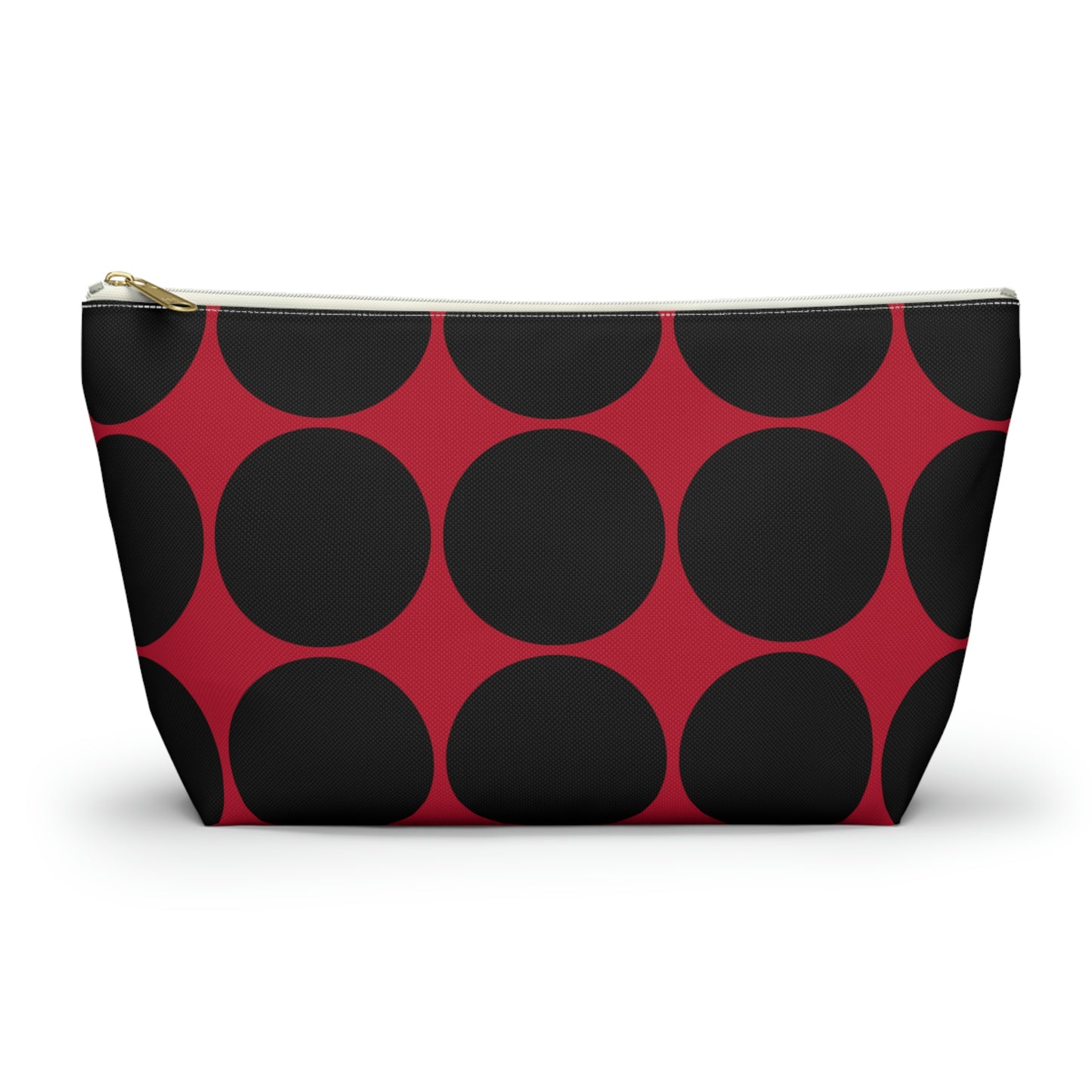 Red & Black Circle Accessory Pouch with T-bottom - BowsAndArtsDesigns