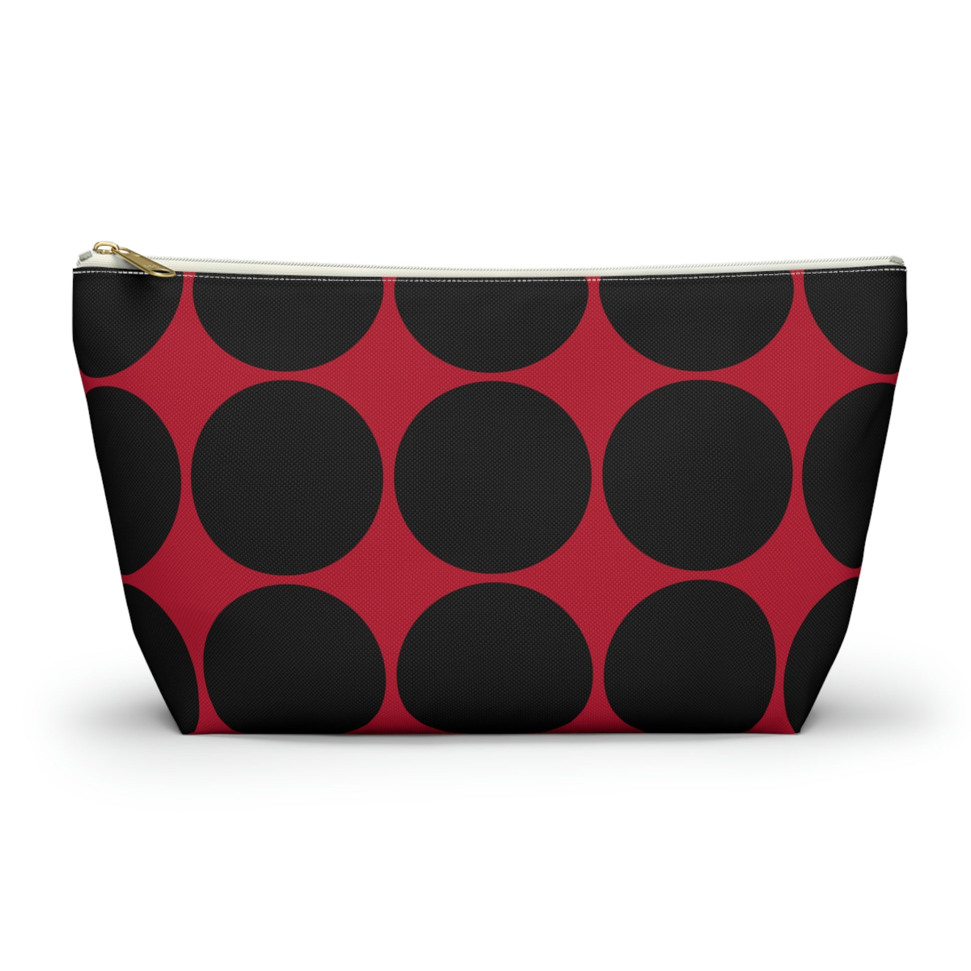 Red & Black Circle Accessory Pouch with T-bottom - BowsAndArtsDesigns
