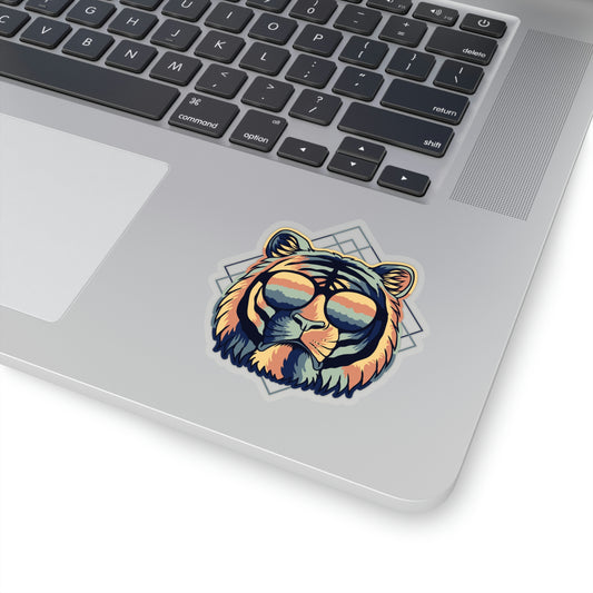 Earth Tone Tiger Sunnies Vinyl Kiss-Cut Sticker - BowsAndArtsDesigns