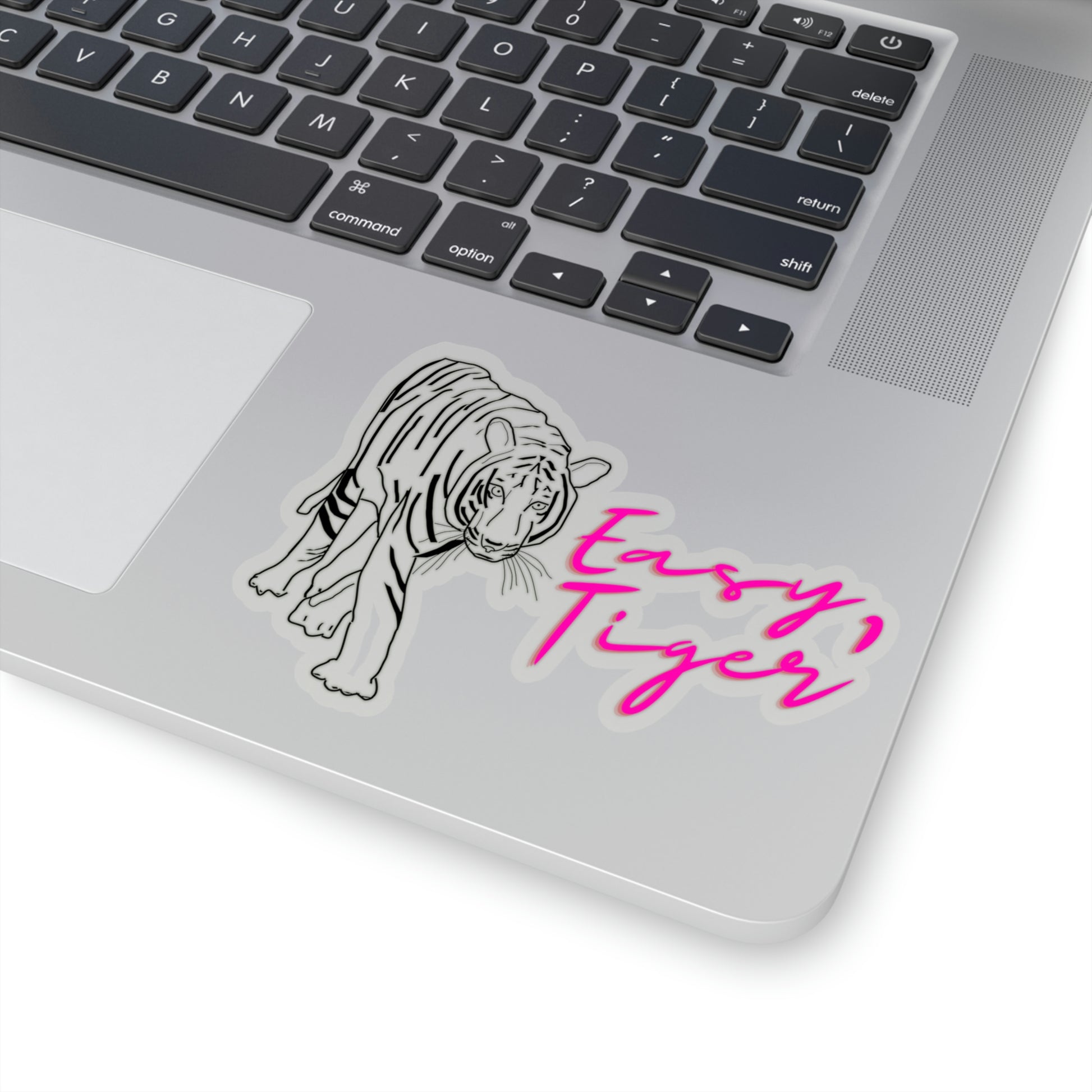 Easy, Tiger Hot Pink Vinyl Kiss-Cut Sticker - BowsAndArtsDesigns