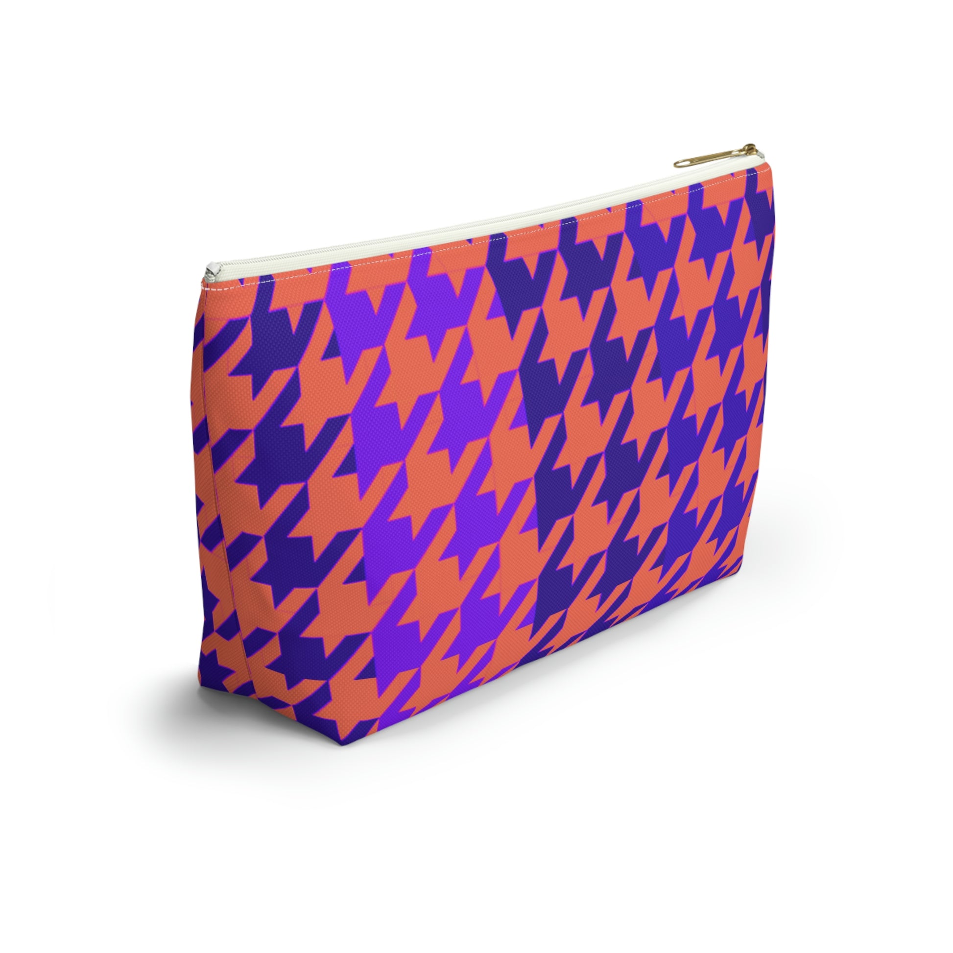 Purple & Orange Houndstooth Accessory Pouch with T-bottom - BowsAndArtsDesigns