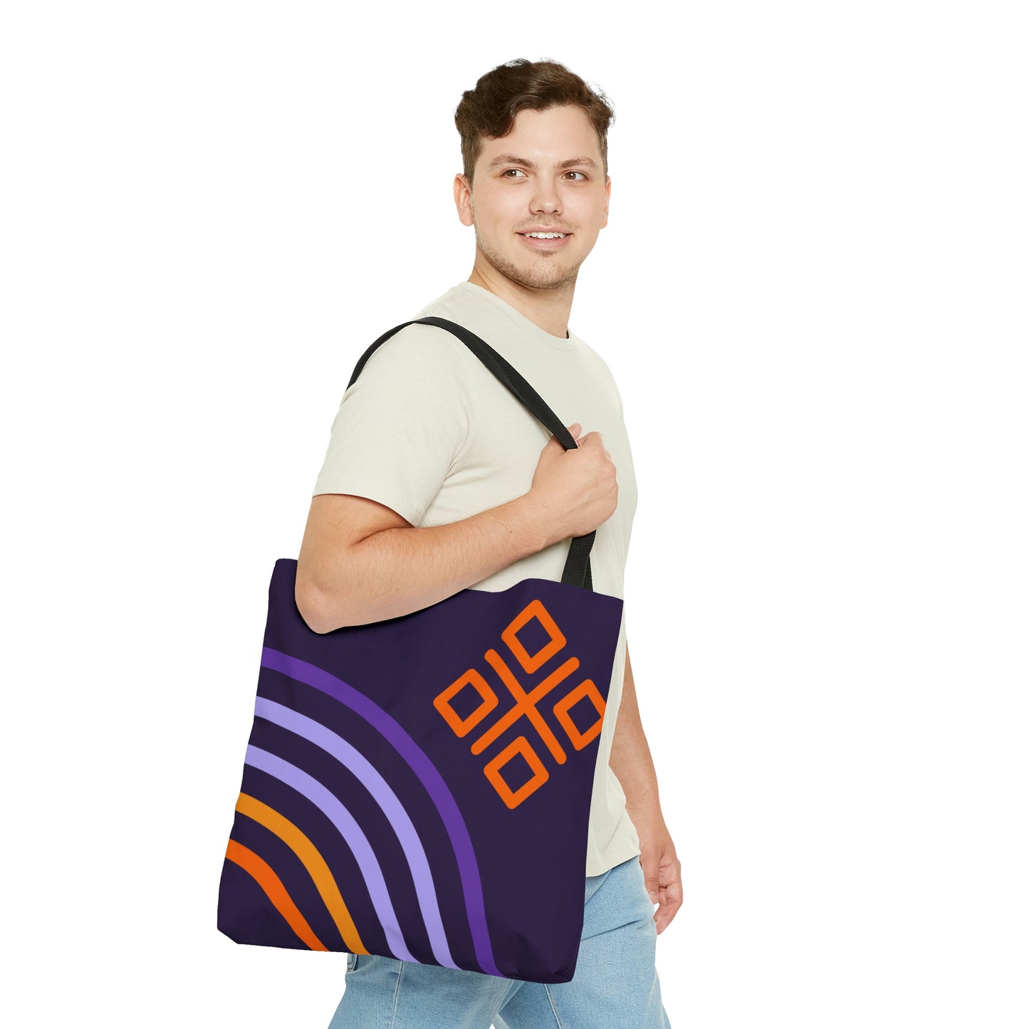 Purple & Orange Mod Rainbow Canvas Tote Bag