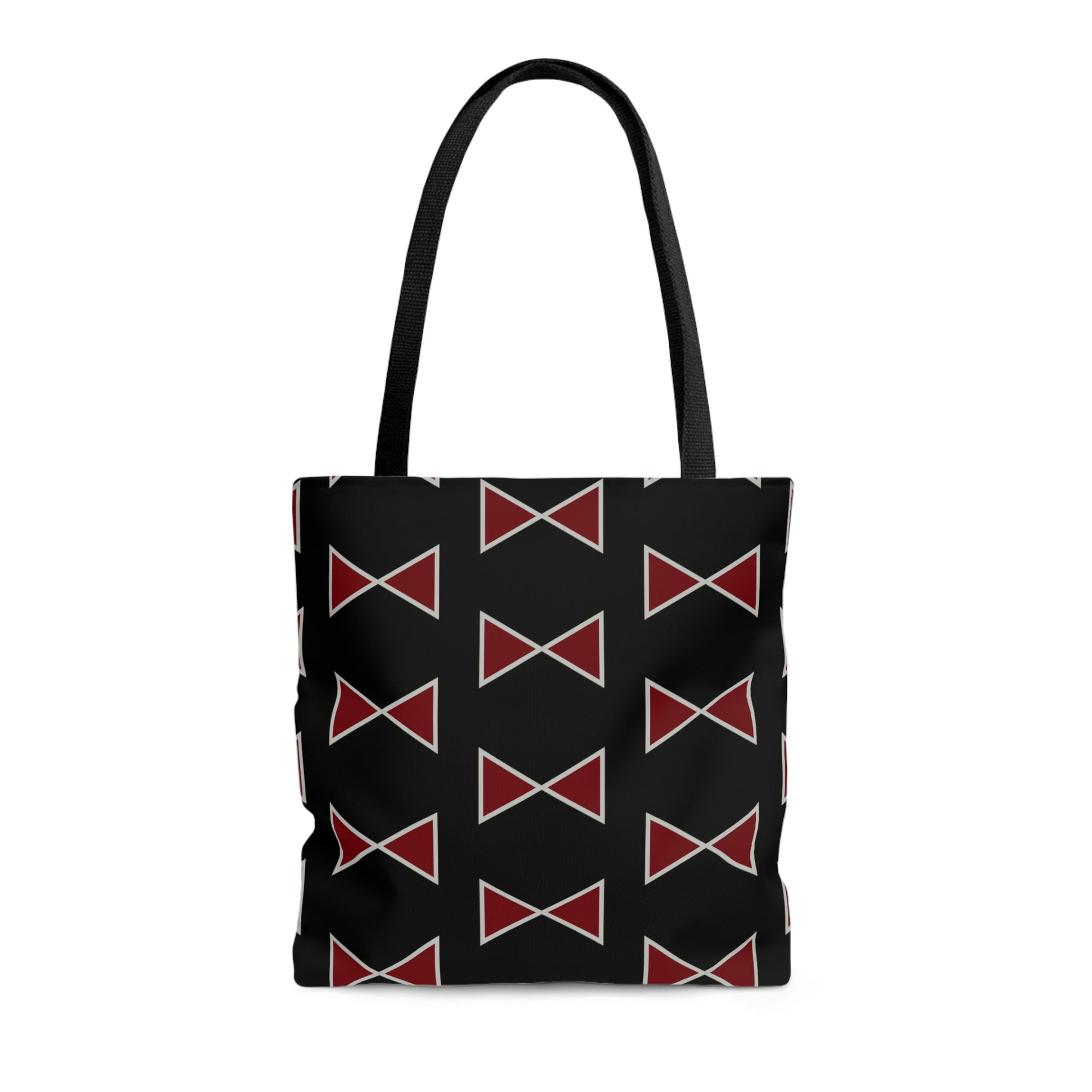 Black & Garnet Maroon Bows Canvas Tote Bag - BowsAndArtsDesigns