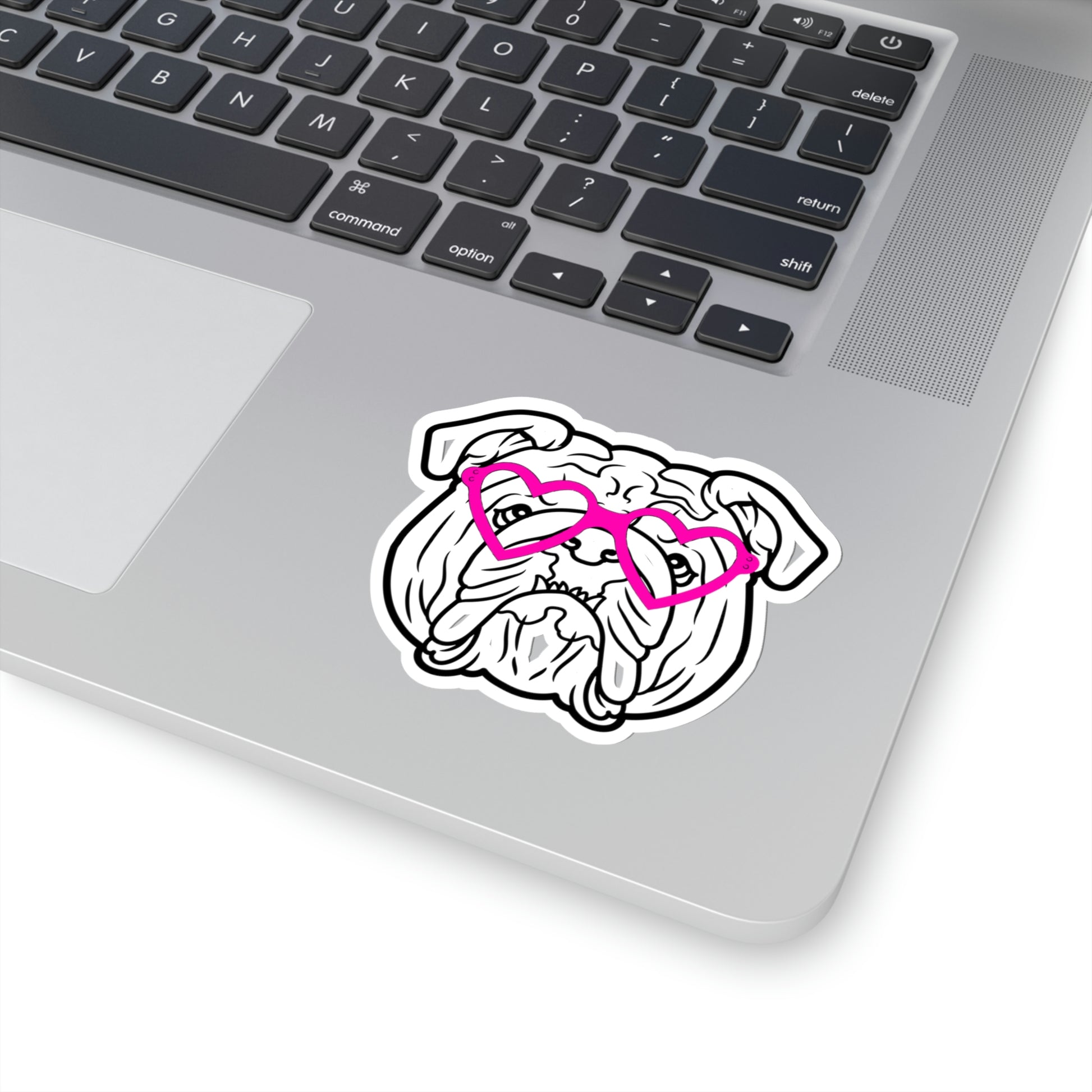 Bulldog Heart Glasses Vinyl Kiss-Cut Sticker - BowsAndArtsDesigns