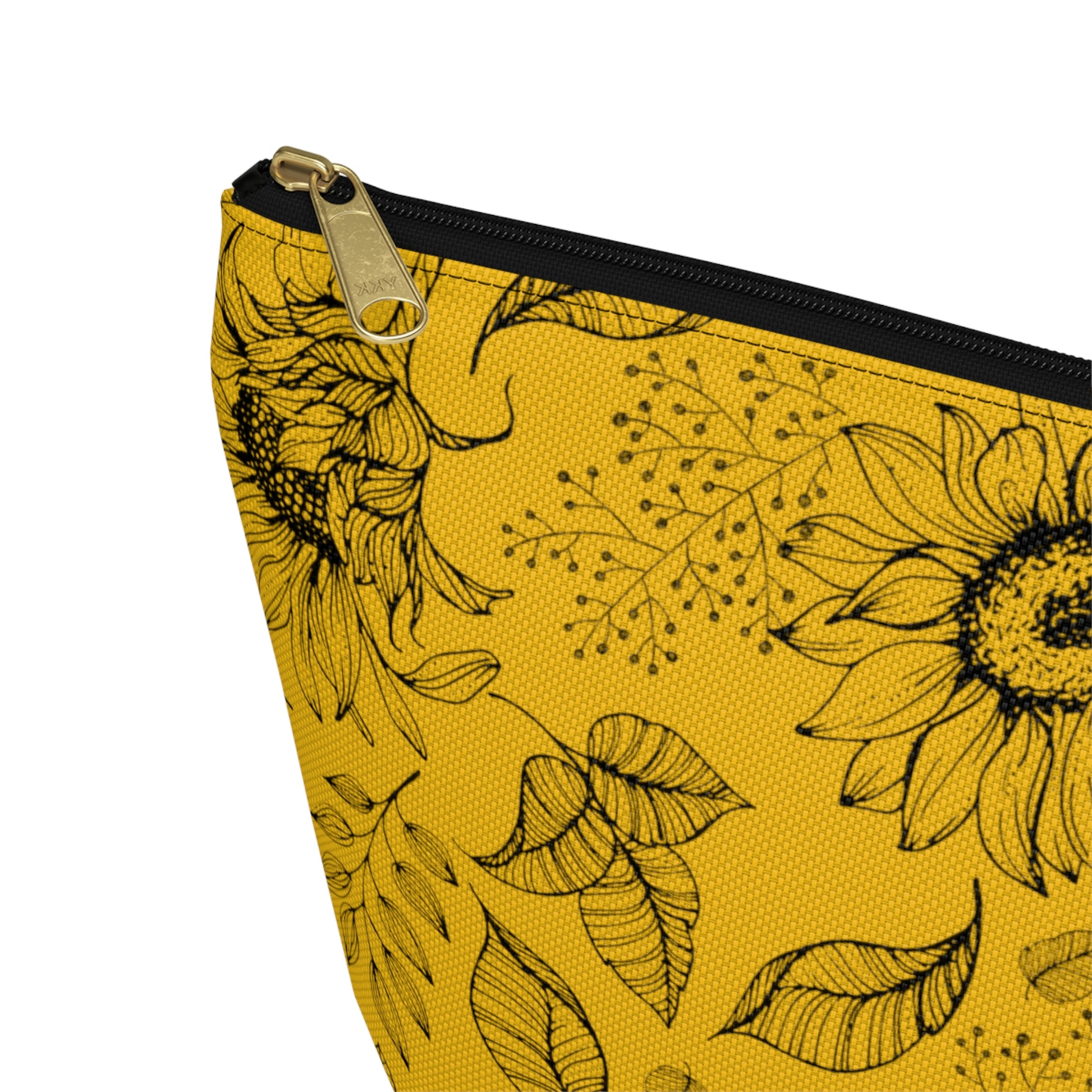 Yellow Sunflower Accessory Pouch with T-bottom - BowsAndArtsDesigns
