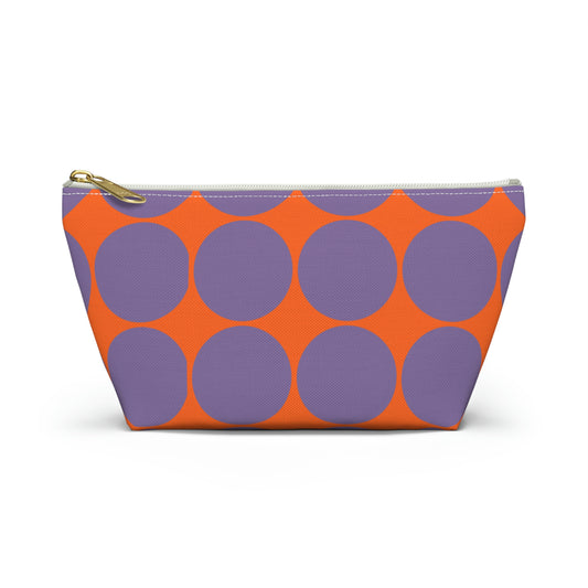 Purple & Orange Circle Print Pouch with T-bottom - BowsAndArtsDesigns