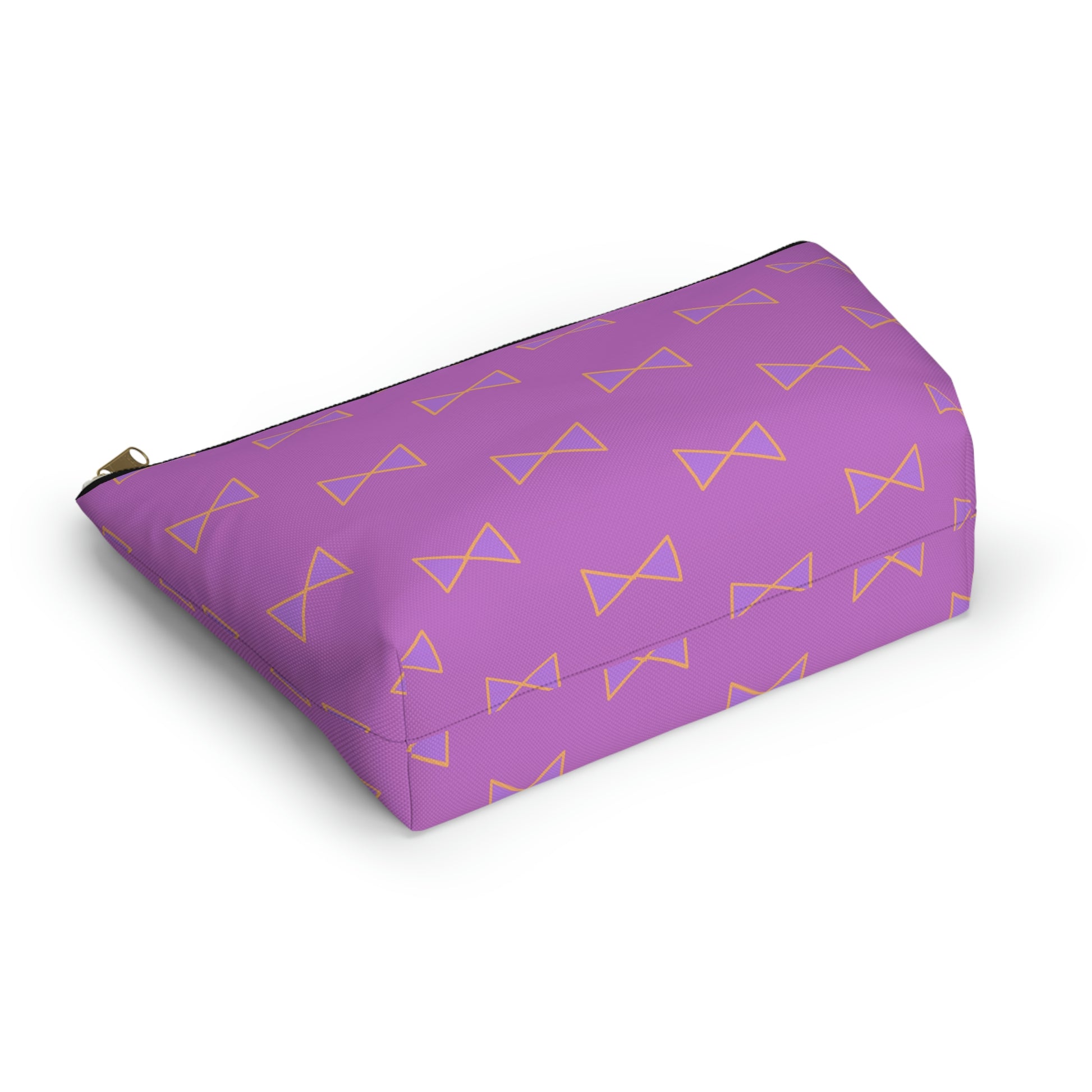 Purple & Tangerine Orange Bows Accessory Pouch with T-bottom - BowsAndArtsDesigns