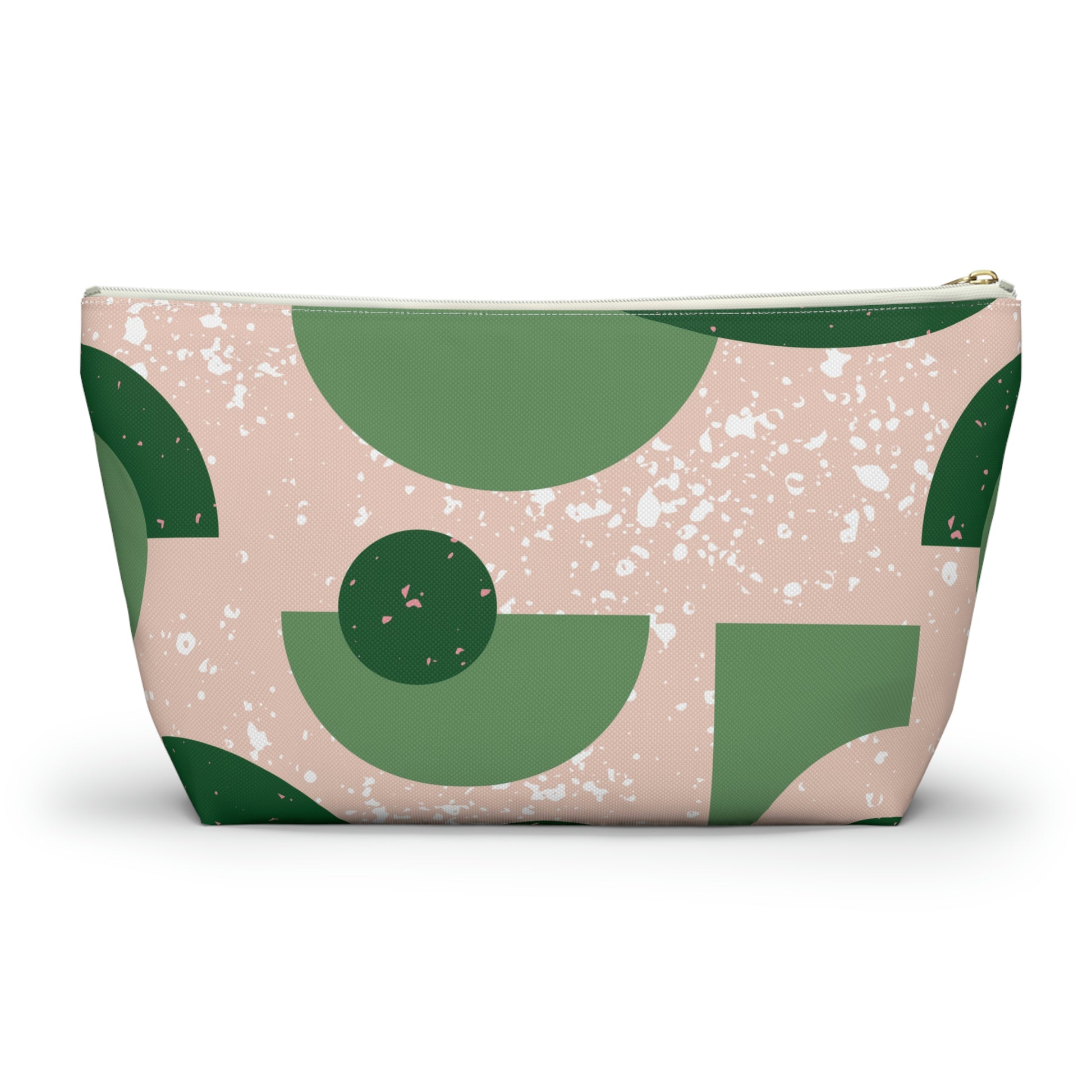 Green & Peach Mid Century Modern Accessory Pouch with T-bottom - BowsAndArtsDesigns