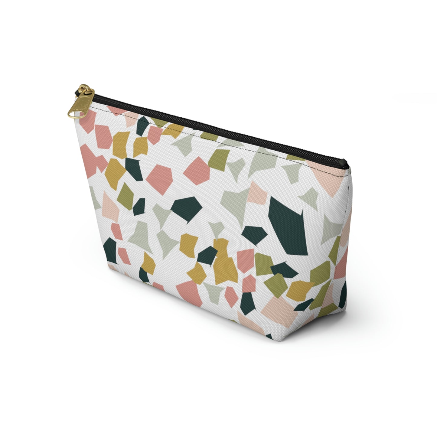 Pink & Green Terrazzo Accessory Pouch with T-bottom
