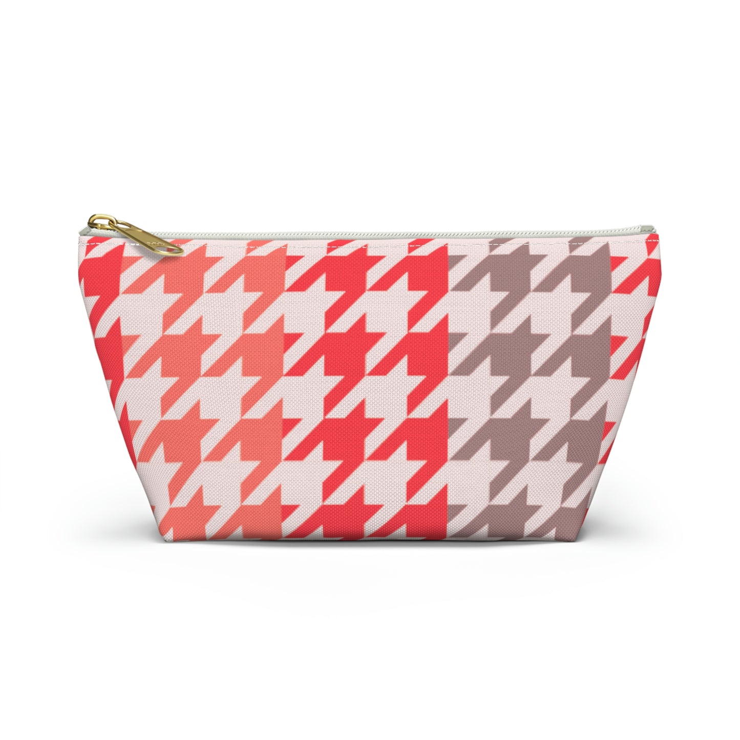 Coral & Gray Accessory Pouch with T-bottom - BowsAndArtsDesigns