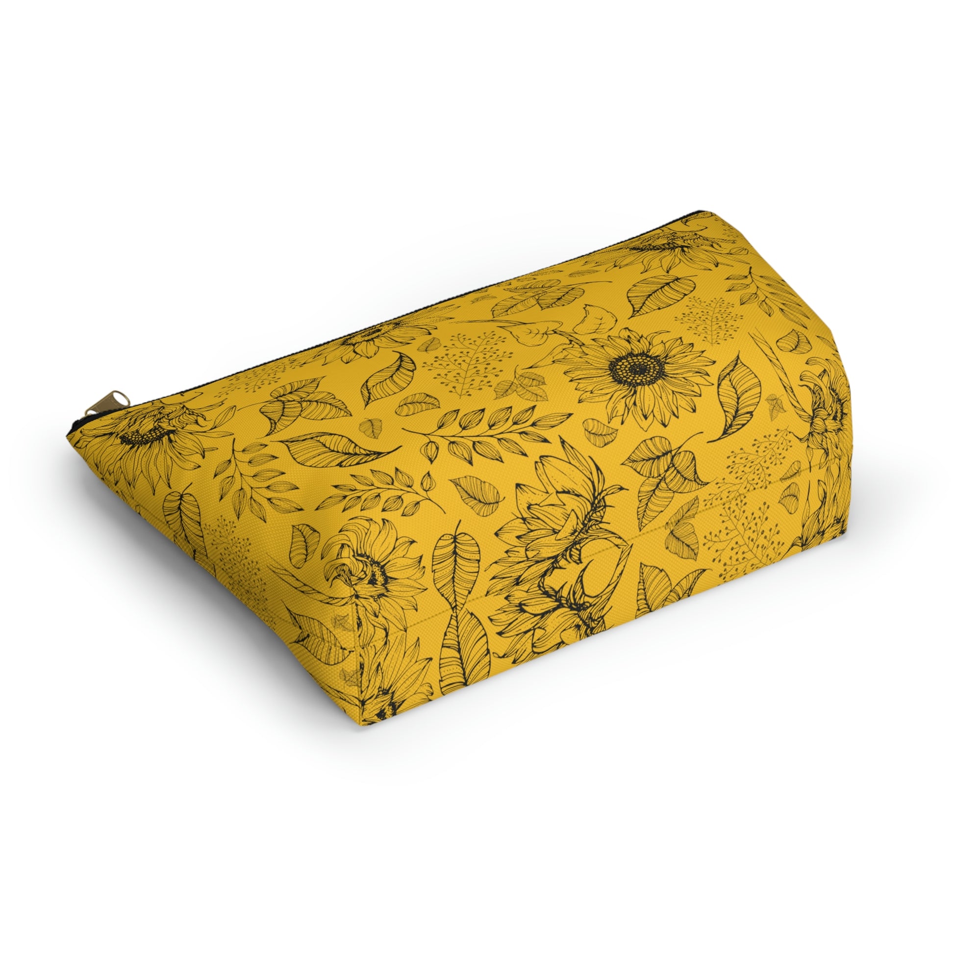 Yellow Sunflower Accessory Pouch with T-bottom - BowsAndArtsDesigns
