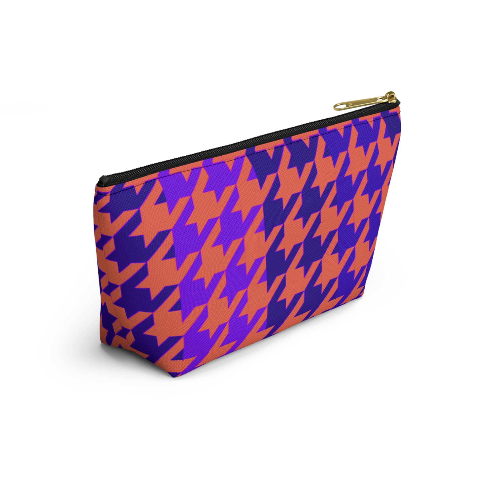 Purple & Orange Houndstooth Accessory Pouch with T-bottom - BowsAndArtsDesigns