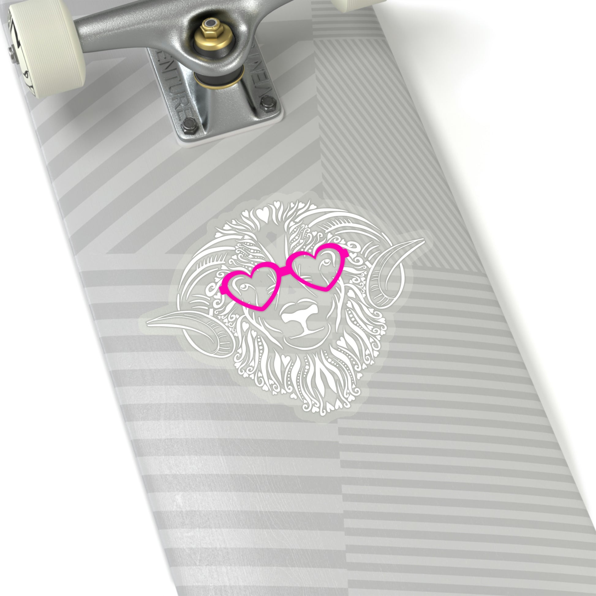 Ram Heart Glasses White Outline Vinyl Kiss-Cut Sticker - BowsAndArtsDesigns