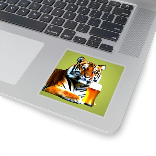 Thirsty Tiger Vinyl Kiss-Cut Sticker - BowsAndArtsDesigns