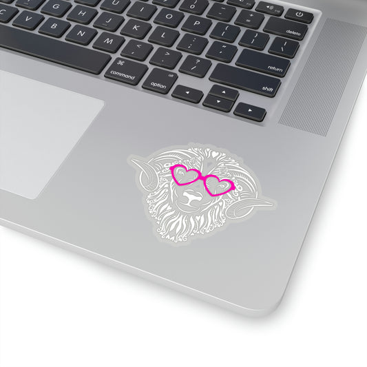 Ram Heart Glasses White Outline Vinyl Kiss-Cut Sticker - BowsAndArtsDesigns