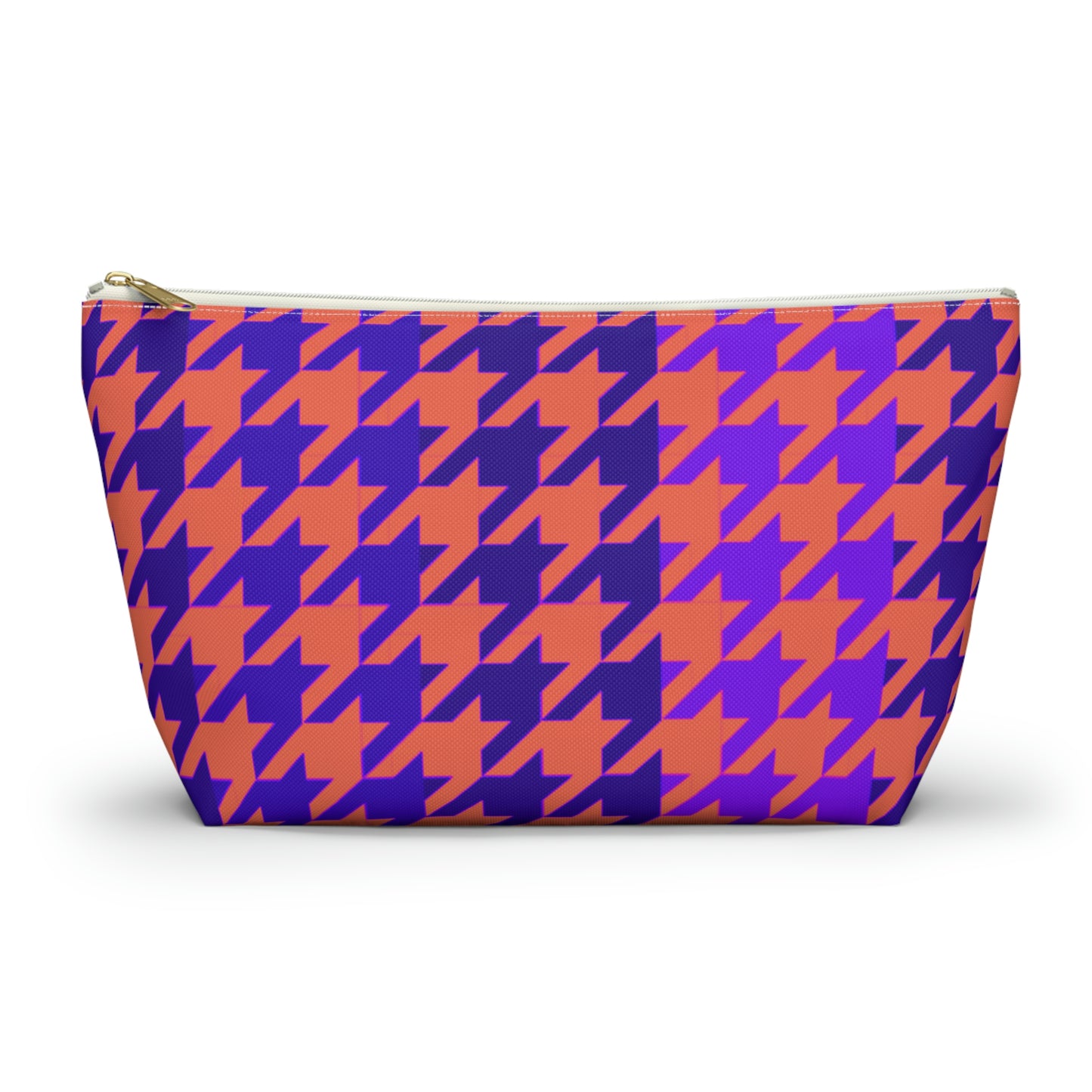 Purple & Orange Houndstooth Accessory Pouch with T-bottom - BowsAndArtsDesigns
