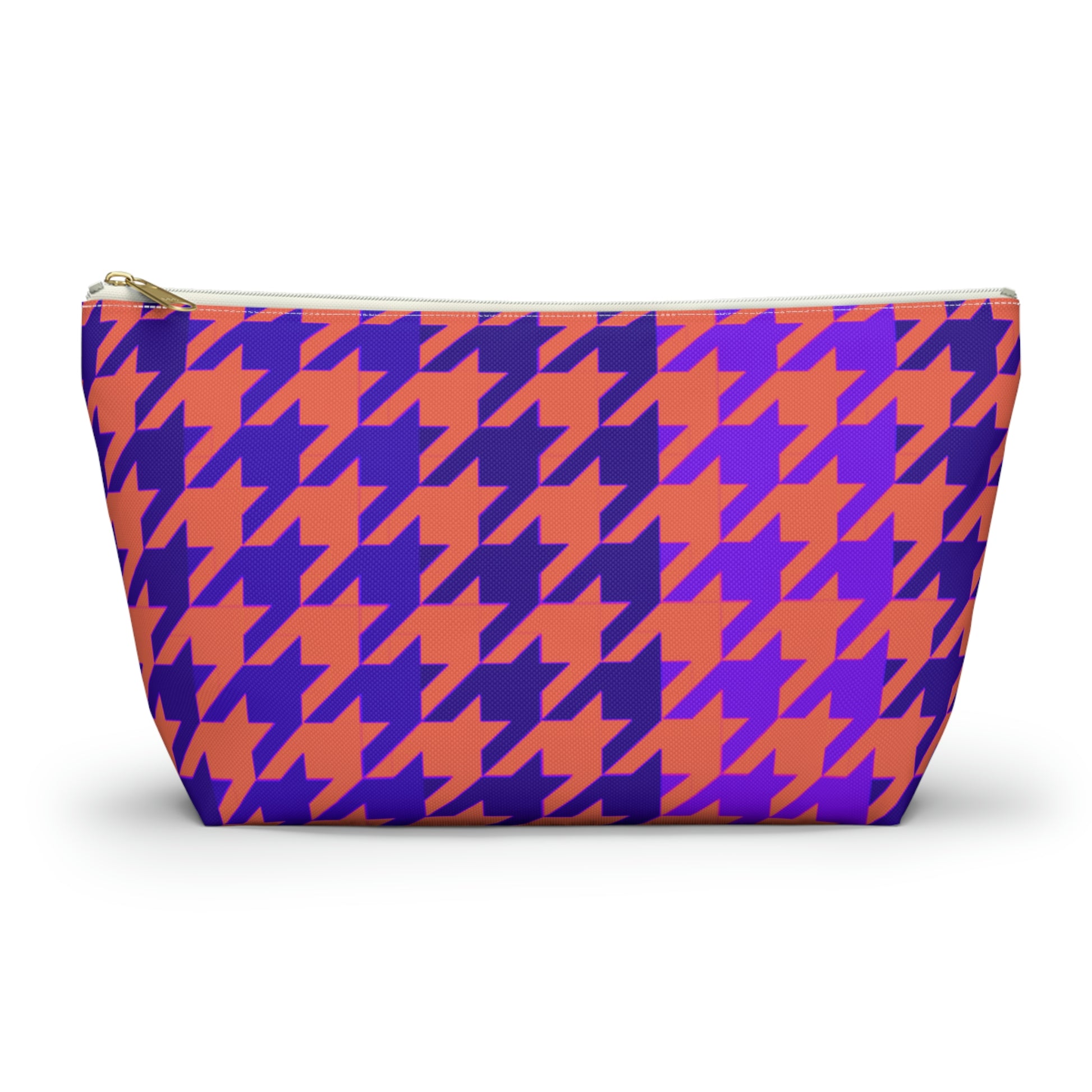 Purple & Orange Houndstooth Accessory Pouch with T-bottom - BowsAndArtsDesigns