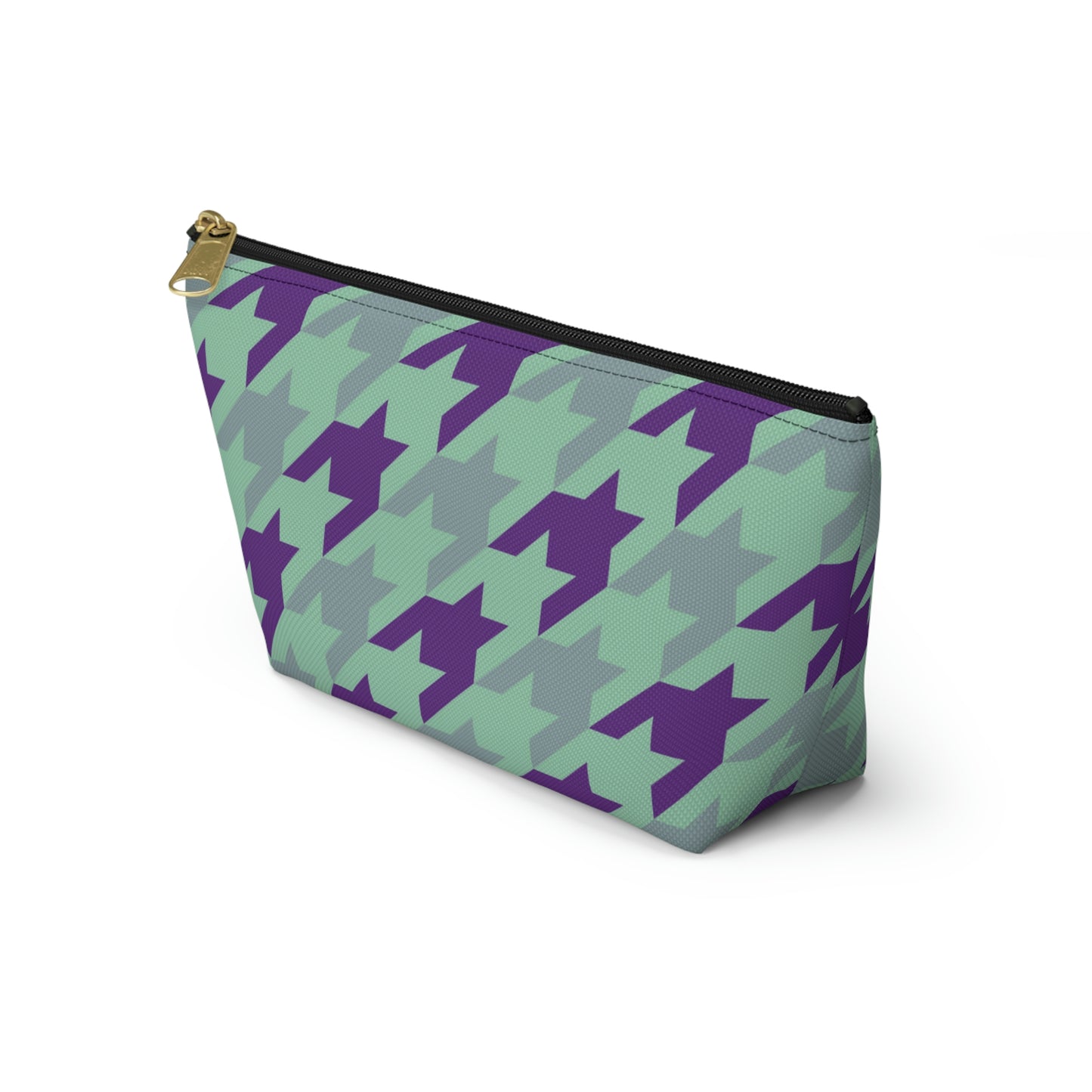 Purple & Mint Accessory Pouch with T-bottom - BowsAndArtsDesigns
