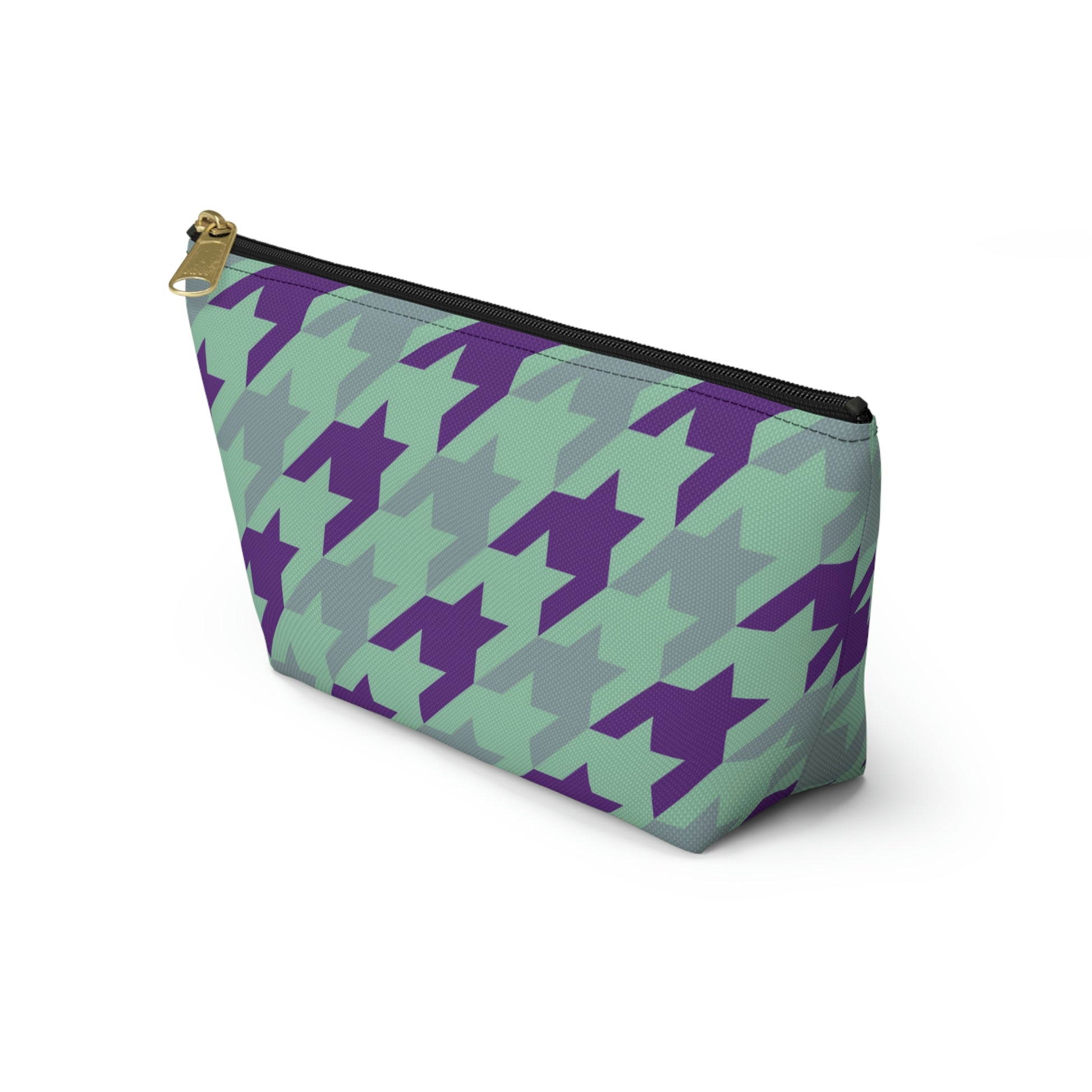 Purple & Mint Accessory Pouch with T-bottom - BowsAndArtsDesigns
