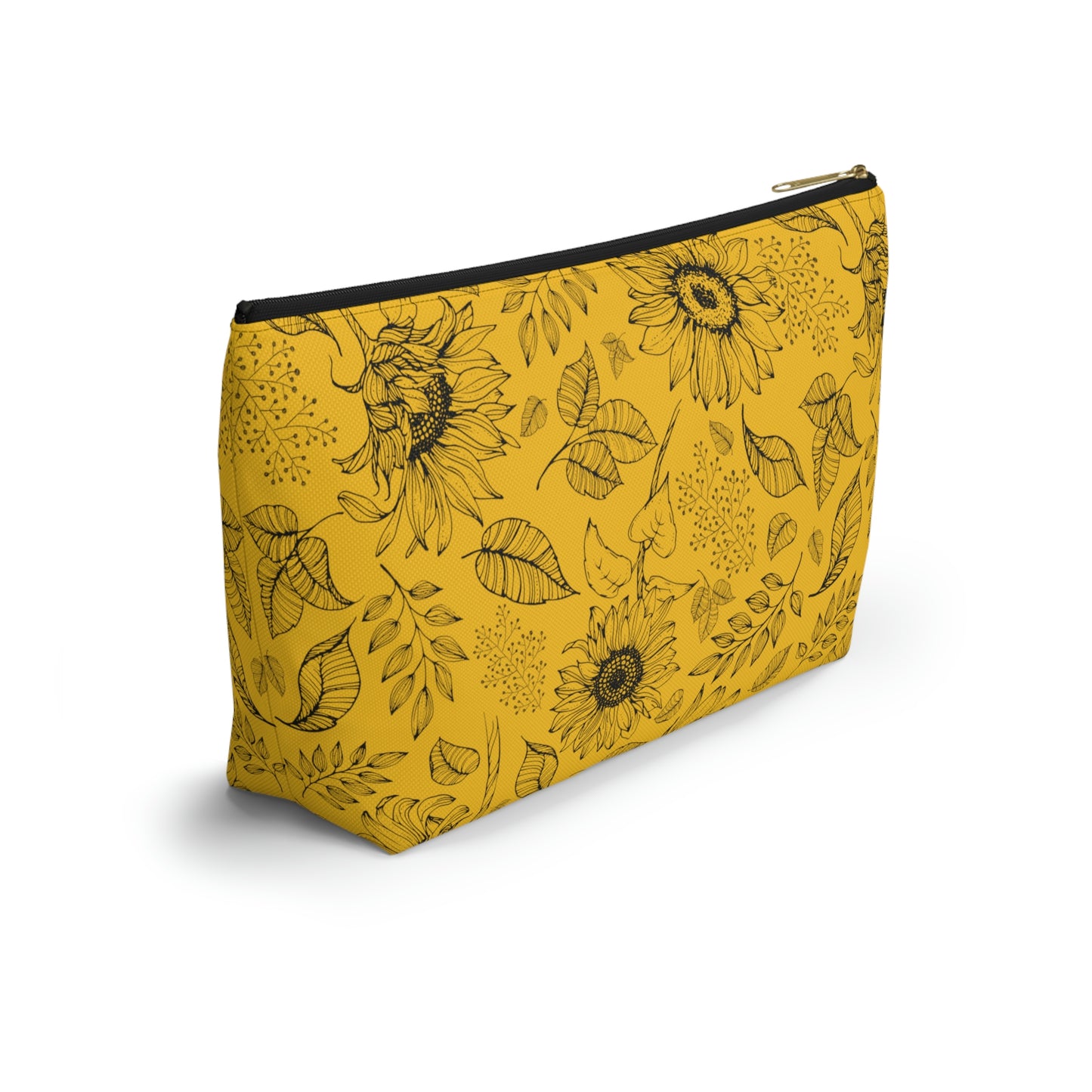 Yellow Sunflower Accessory Pouch with T-bottom - BowsAndArtsDesigns