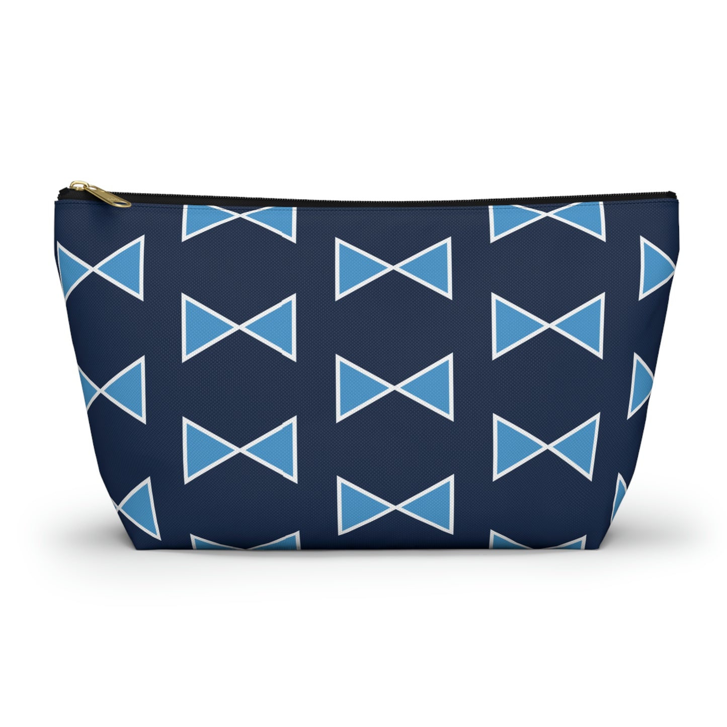 Light Blue & Navy Bows Accessory Pouch with T-bottom - BowsAndArtsDesigns