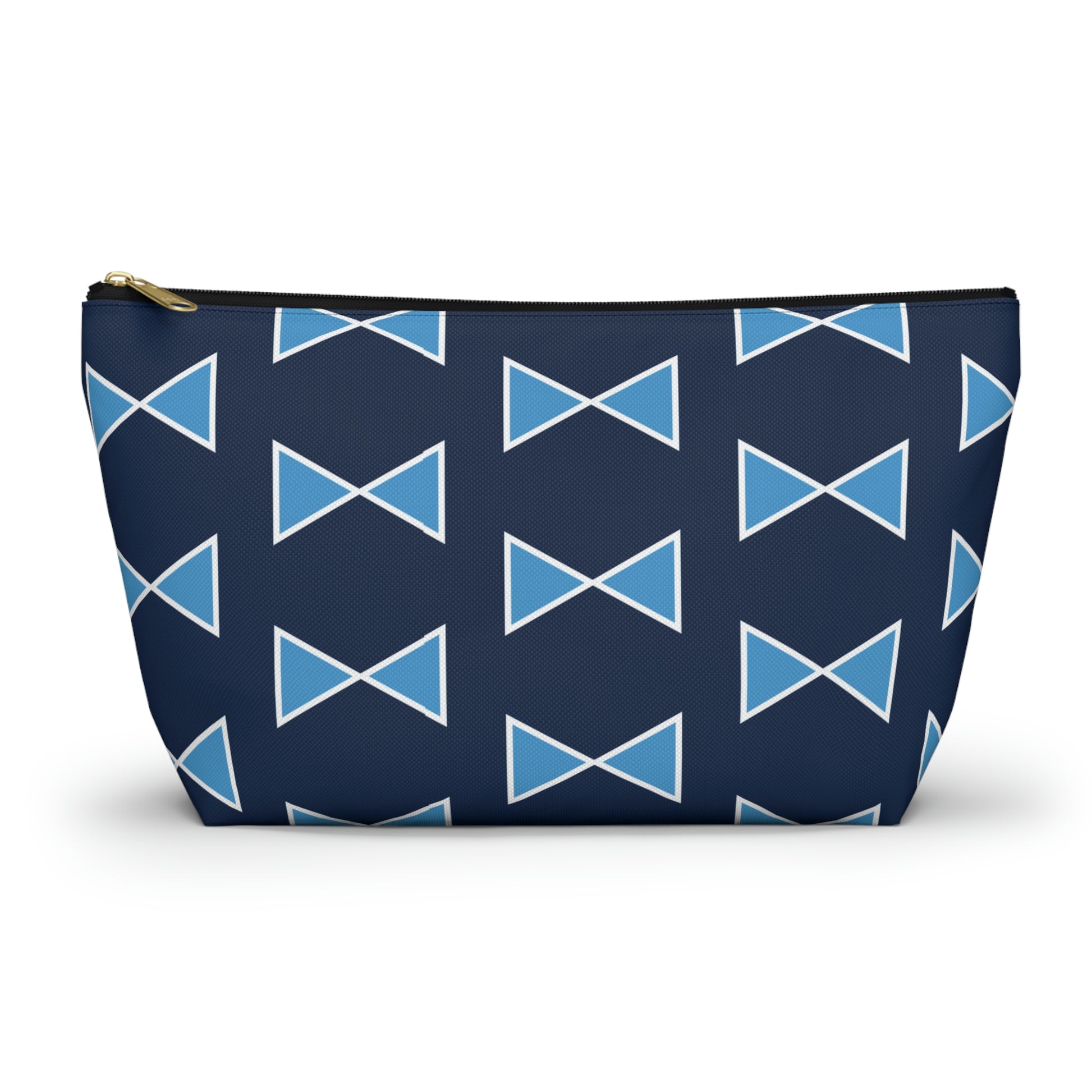 Light Blue & Navy Bows Accessory Pouch with T-bottom - BowsAndArtsDesigns
