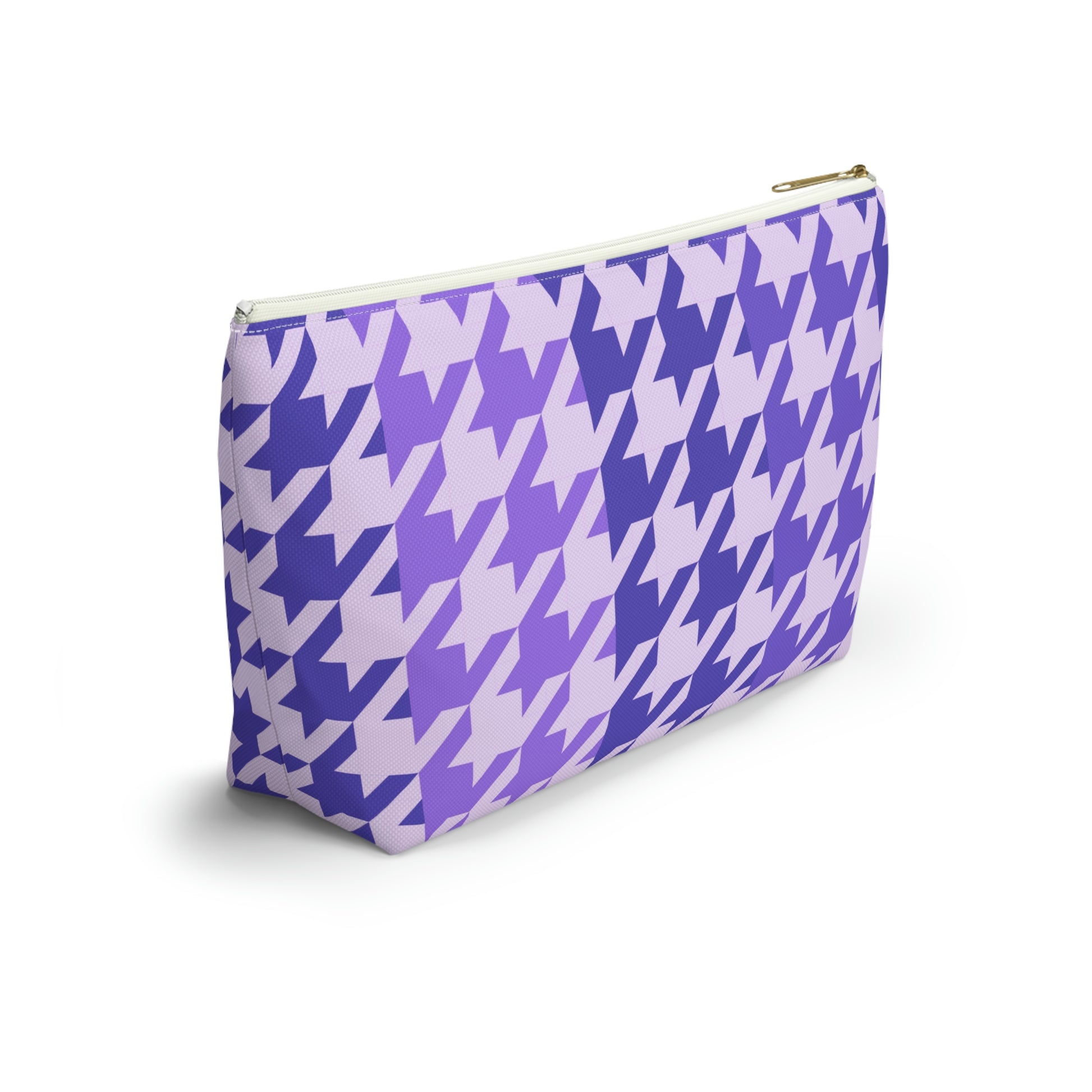 Purple Houndstooth Accessory Pouch with T-bottom - BowsAndArtsDesigns