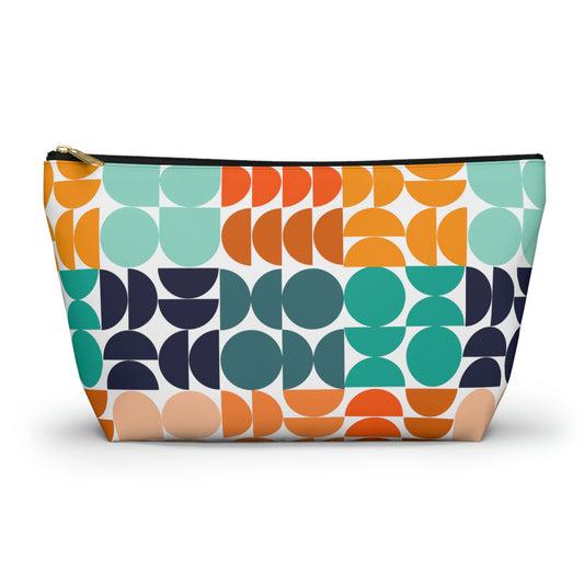 Multi-Color Mid Century Modern Accessory Pouch with T-bottom - BowsAndArtsDesigns