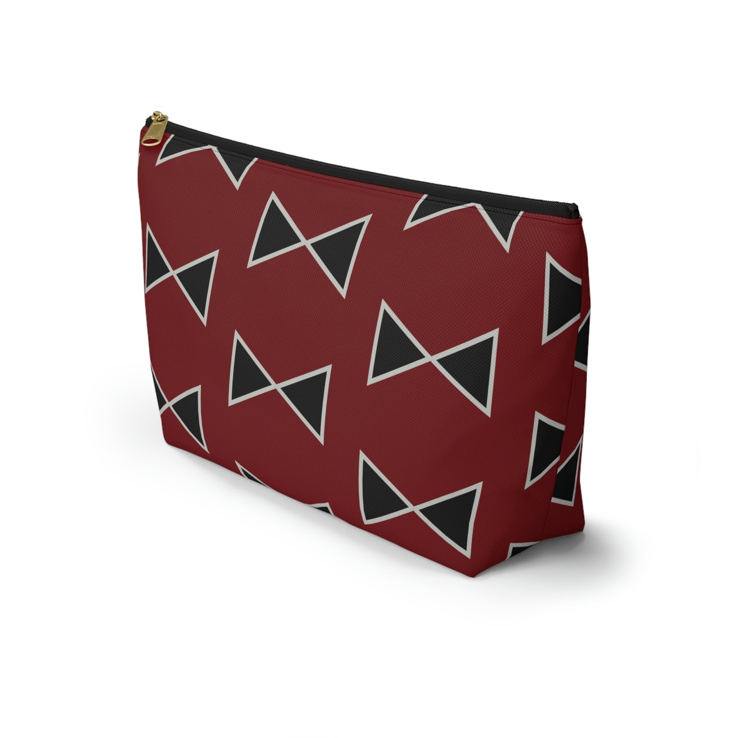 Black & Garnet Maroon Bows Accessory Pouch with T-bottom