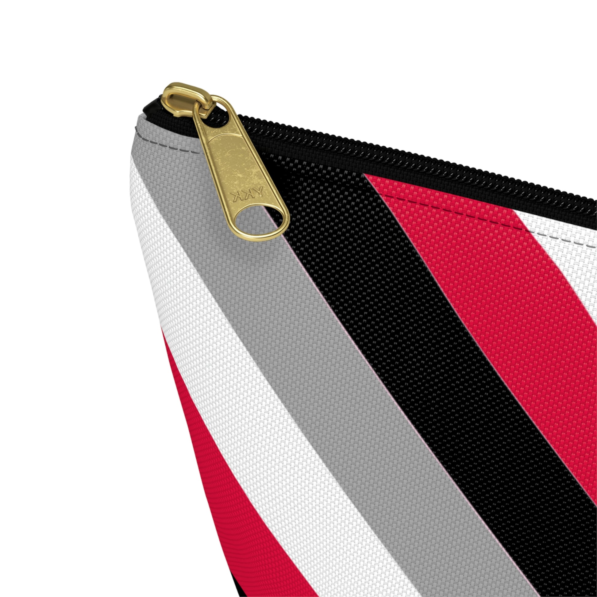 Red, Black, & White Diagonal Stripes Accessory Pouch with T-bottom - BowsAndArtsDesigns