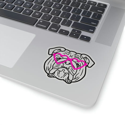 Bulldog Heart Glasses Vinyl Kiss-Cut Sticker - BowsAndArtsDesigns