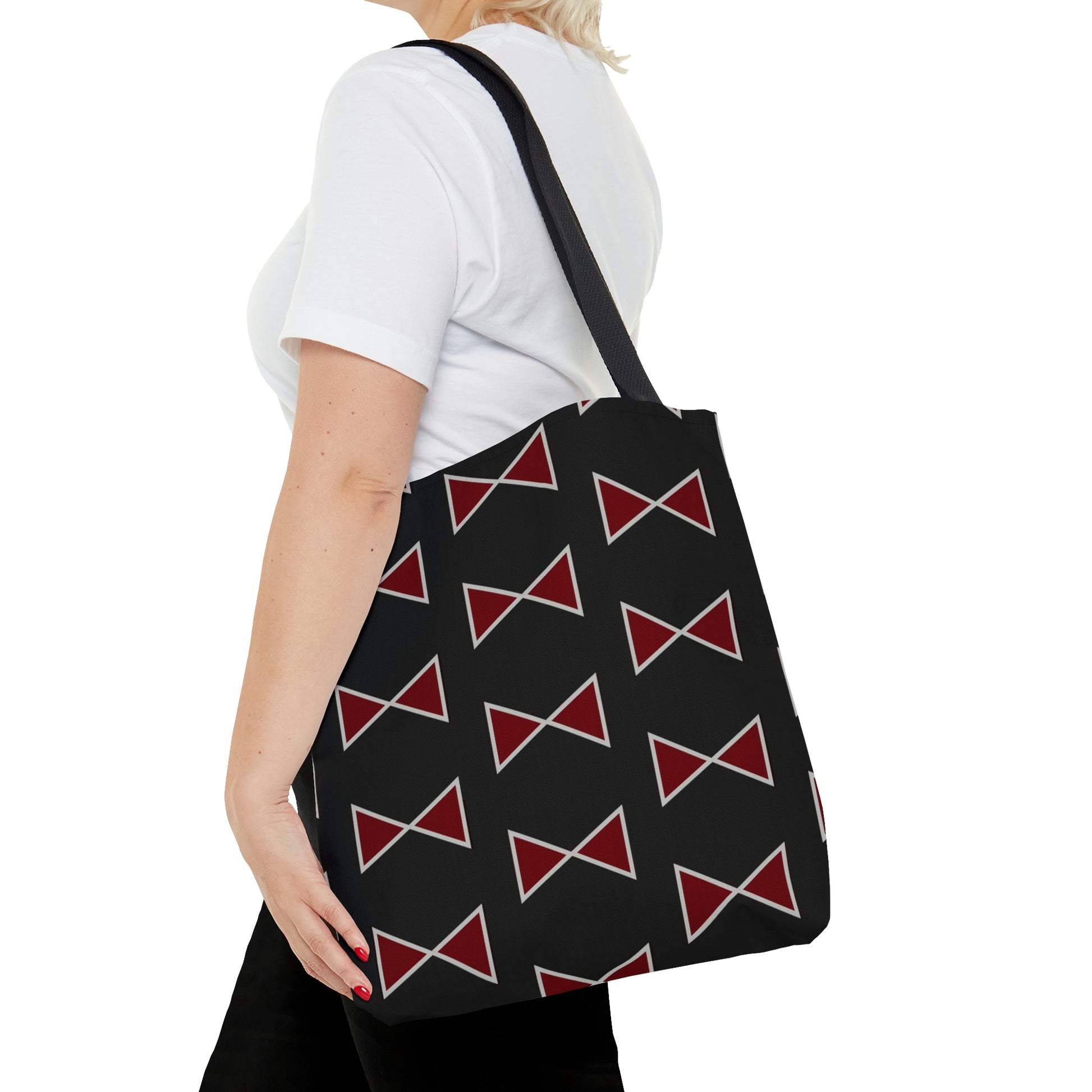 Black & Garnet Maroon Bows Canvas Tote Bag - BowsAndArtsDesigns