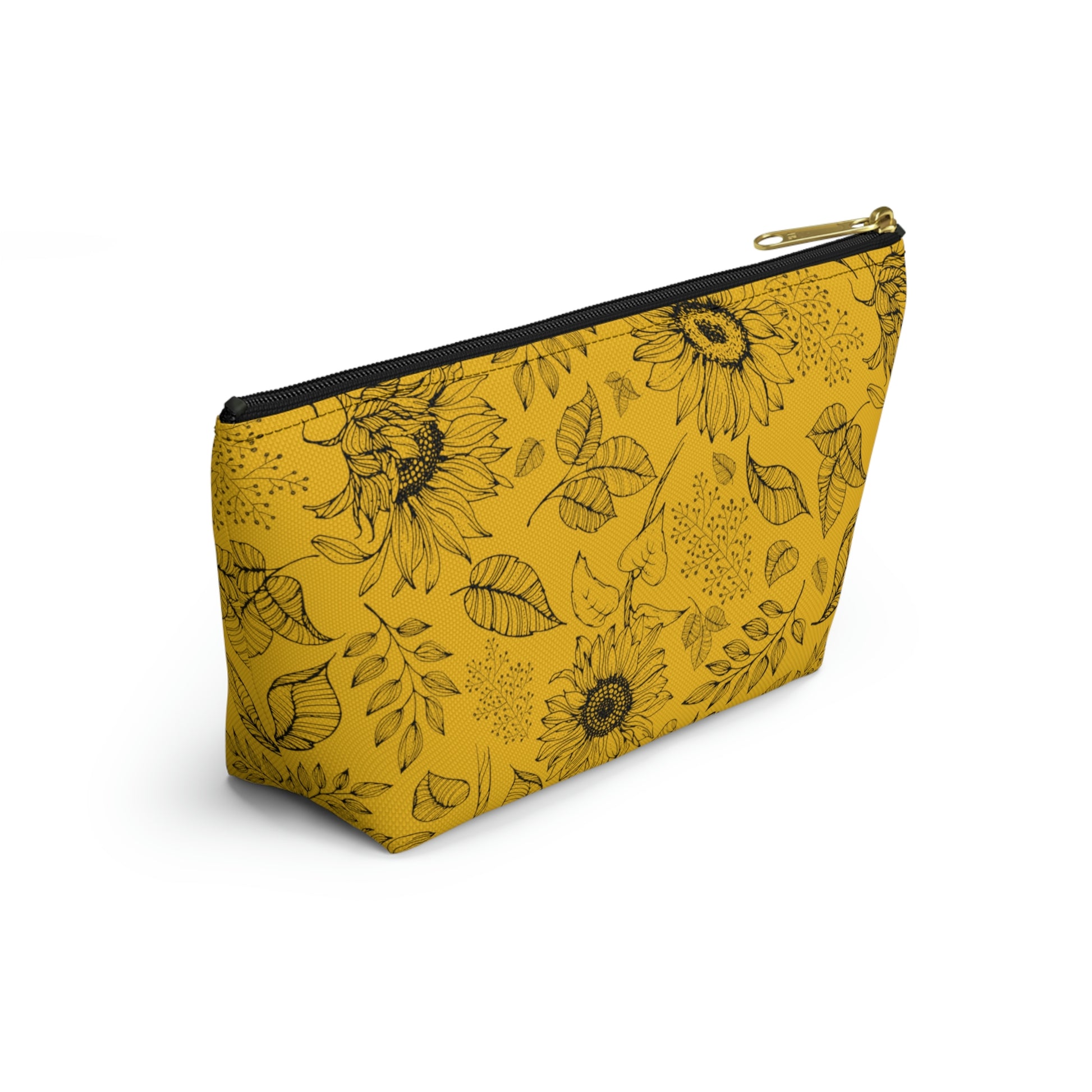 Yellow Sunflower Accessory Pouch with T-bottom - BowsAndArtsDesigns