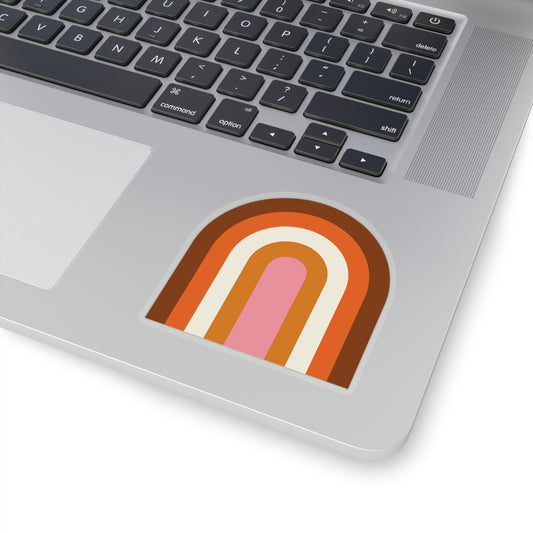 Retro Pink Rainbow Vinyl Kiss-Cut Sticker - BowsAndArtsDesigns