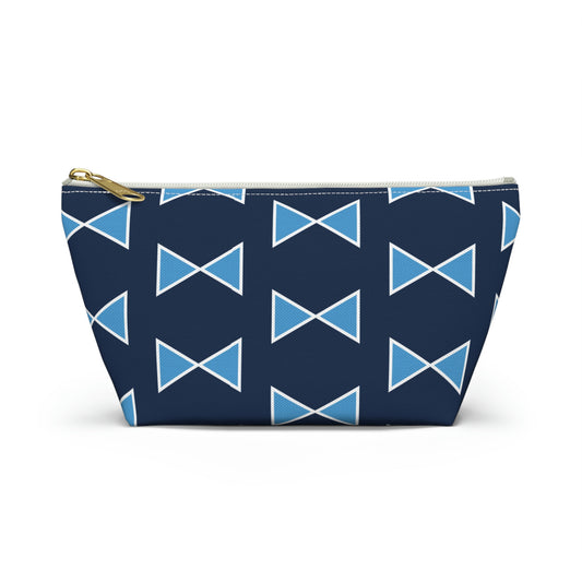 Light Blue & Navy Bows Accessory Pouch with T-bottom - BowsAndArtsDesigns