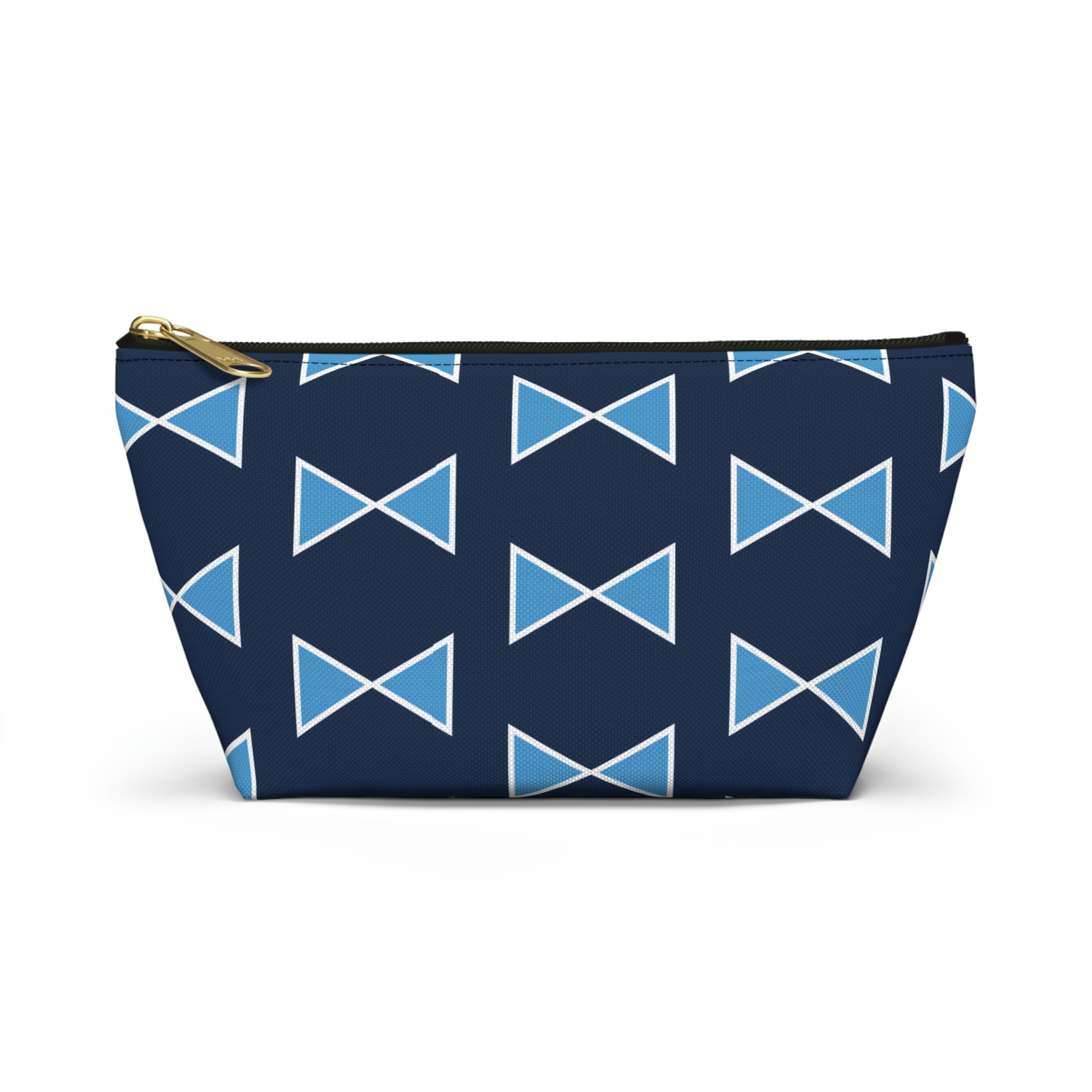 Light Blue & Navy Bows Accessory Pouch with T-bottom - BowsAndArtsDesigns