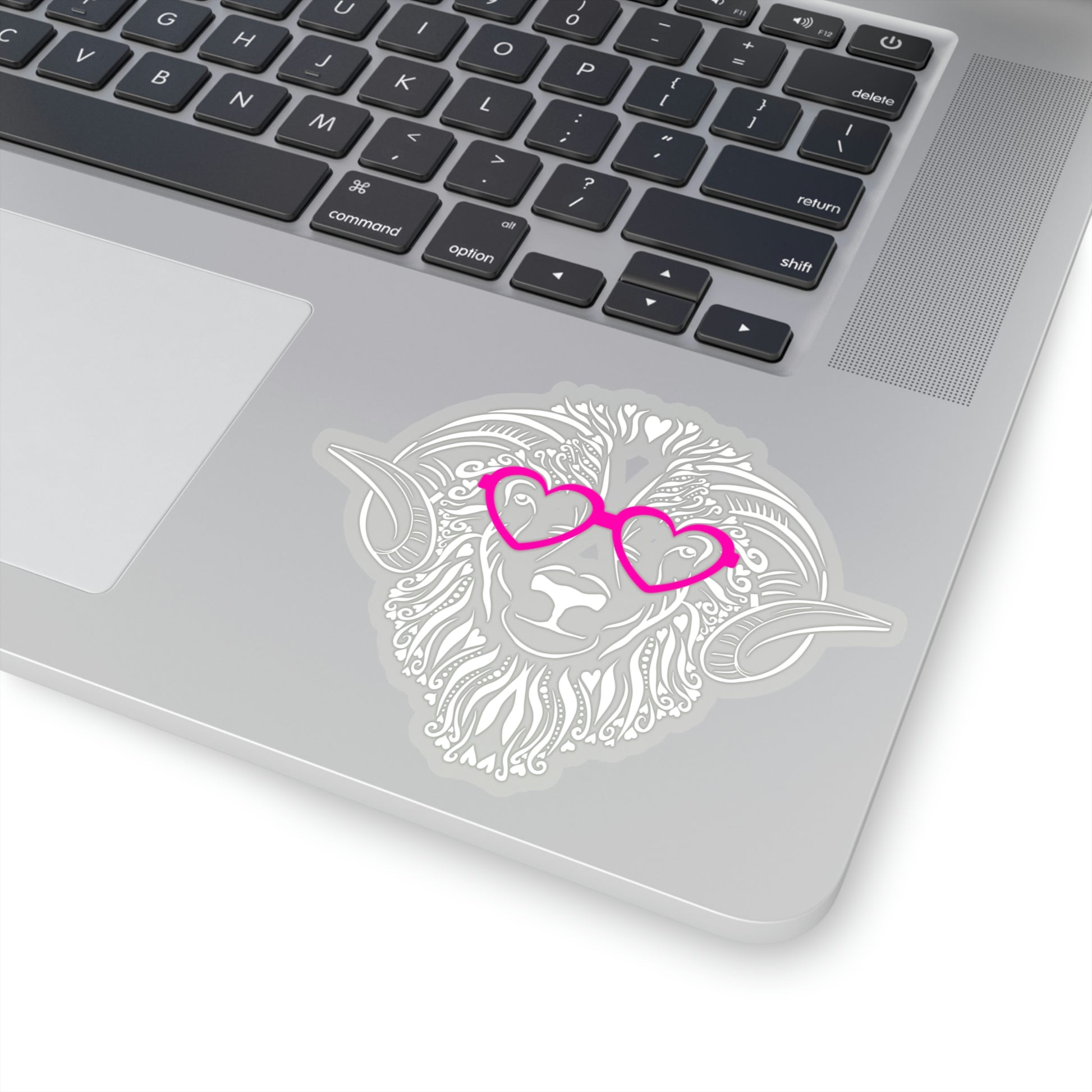 Ram Heart Glasses White Outline Vinyl Kiss-Cut Sticker - BowsAndArtsDesigns