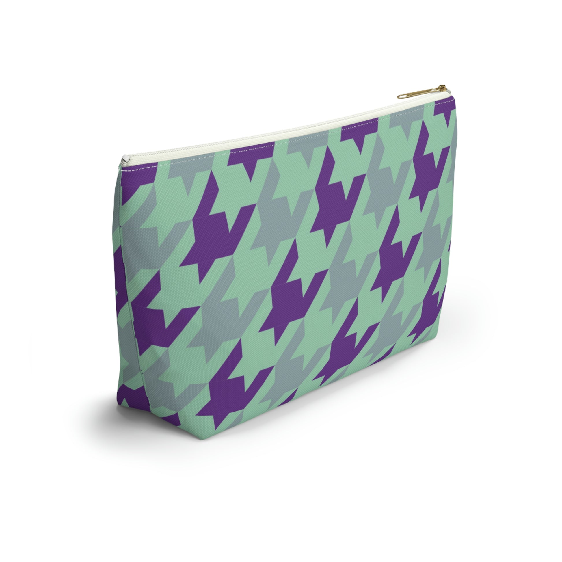 Purple & Mint Accessory Pouch with T-bottom - BowsAndArtsDesigns