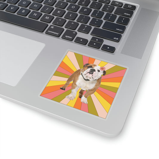 Retro Disco Bulldog Vinyl Kiss-Cut Sticker - BowsAndArtsDesigns