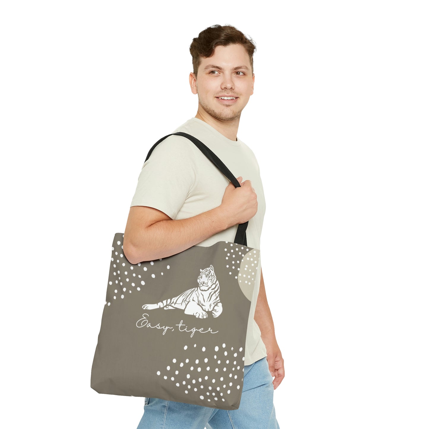 Easy, Tiger Neutral Tones Canvas Tote Bag